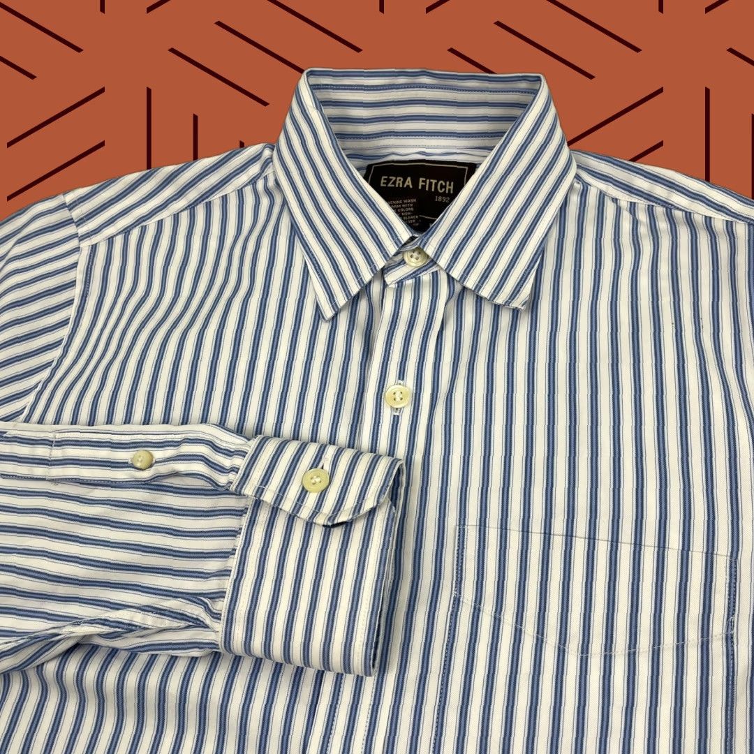 Abercrombie & Fitch VINTAGE Ezra Fitch Abercrombie Shirt Mens M Blue White Striped Button Up Cotton Y2K Size US M / EU 48-50 / 2 - 1 Thumbnail