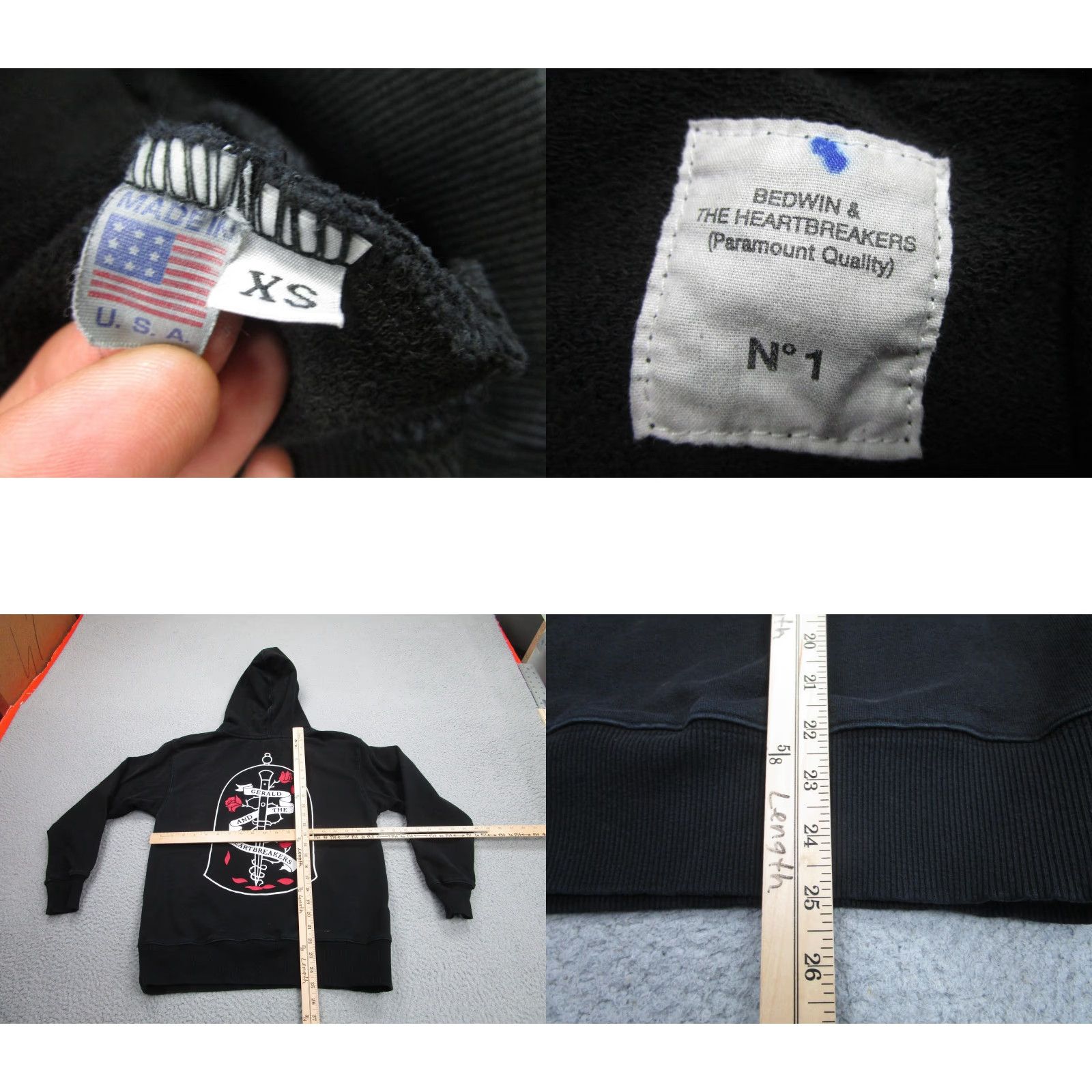 Edwin Bedwin & The Heartbreakers Hoodie Mens XS Black Dead Boyz Gerald Heartbreakers Size US XS / EU 42 / 0 - 8 Thumbnail