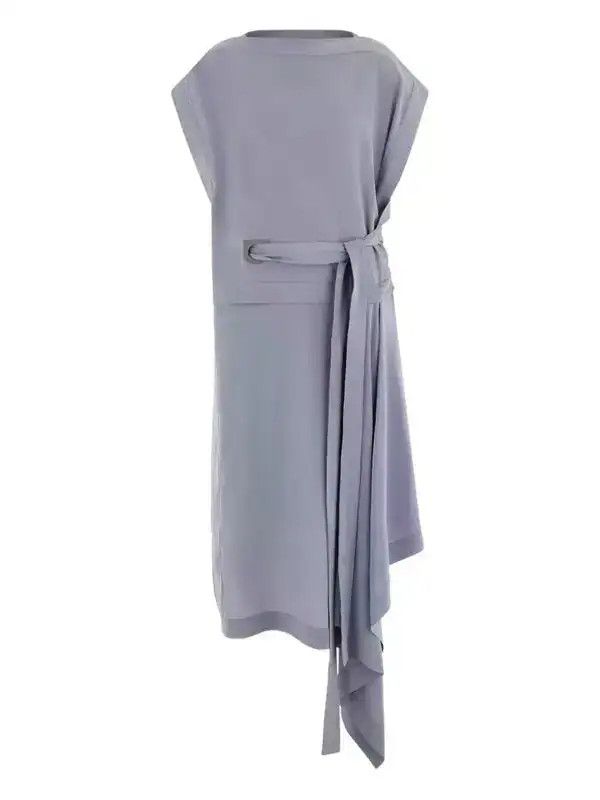 Salvatore Ferragamo o1s1rm0426 Gancio-detail Silk Dress in Grey Size M / US 6-8 / IT 42-44 - 1 Thumbnail