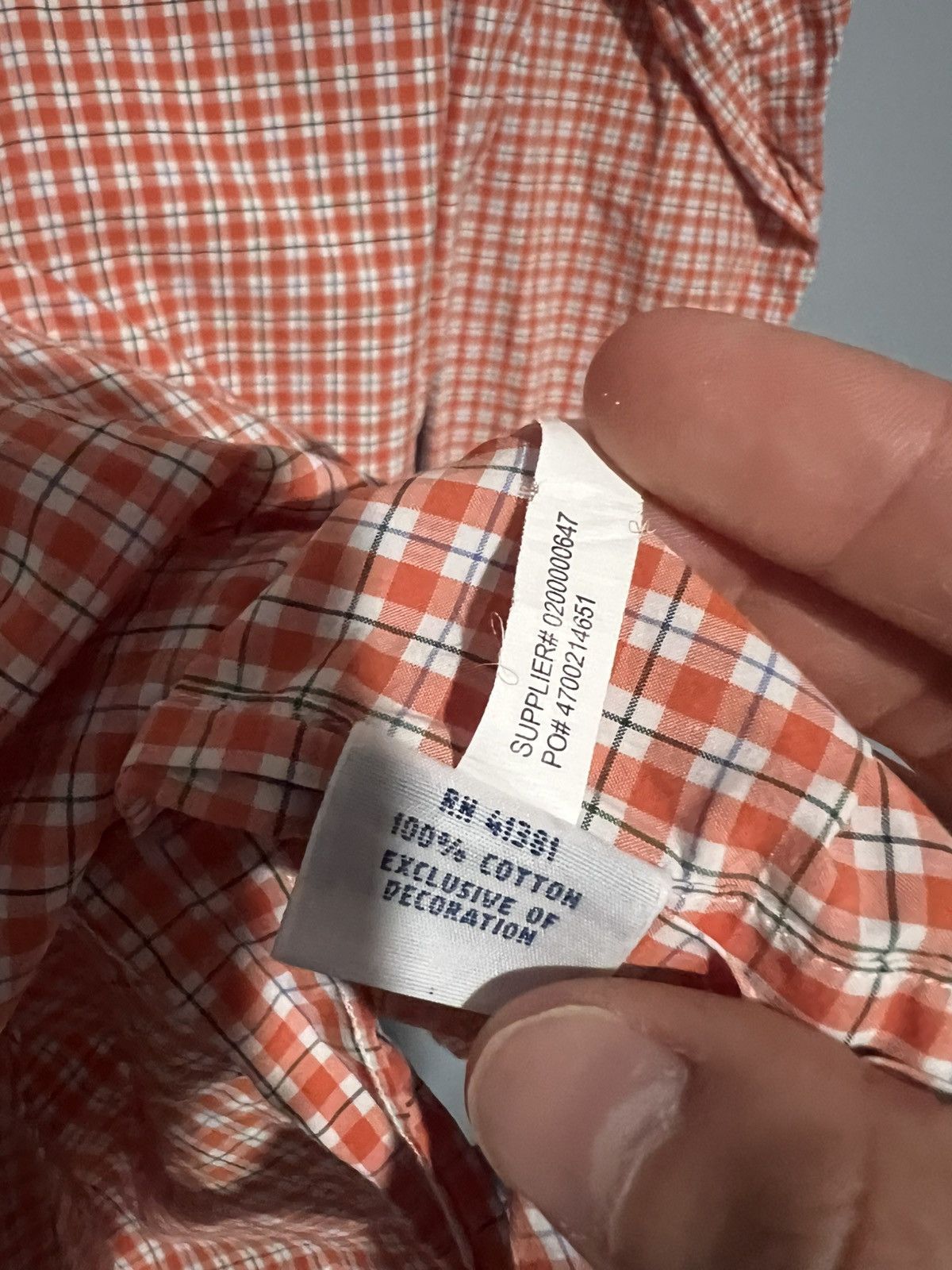 Polo Ralph Lauren Polo Ralph Lauren Shirt Men Sz Large Orange Gingham Check Size US L / EU 52-54 / 3 - 7 Thumbnail