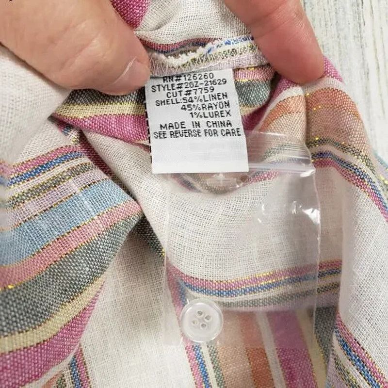 Other Velvet Heart Linen Blend Striped Button Up Blouse Medium Size M / US 6-8 / IT 42-44 - 8 Thumbnail