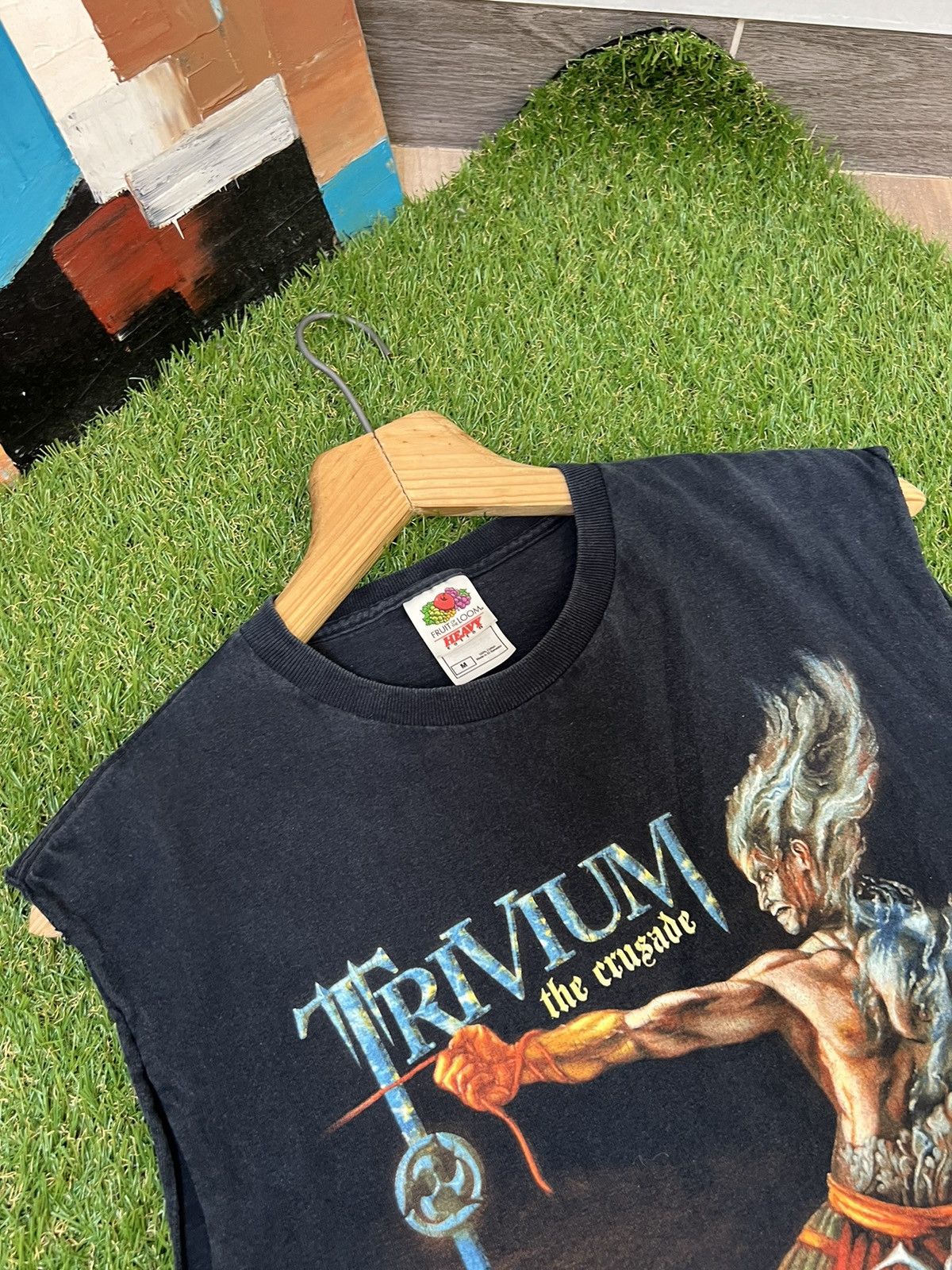 Band Tees Vintage 2000s TRIVIUM The Crusade Metal Faded T Shirt Size US M / EU 48-50 / 2 - 3 Thumbnail