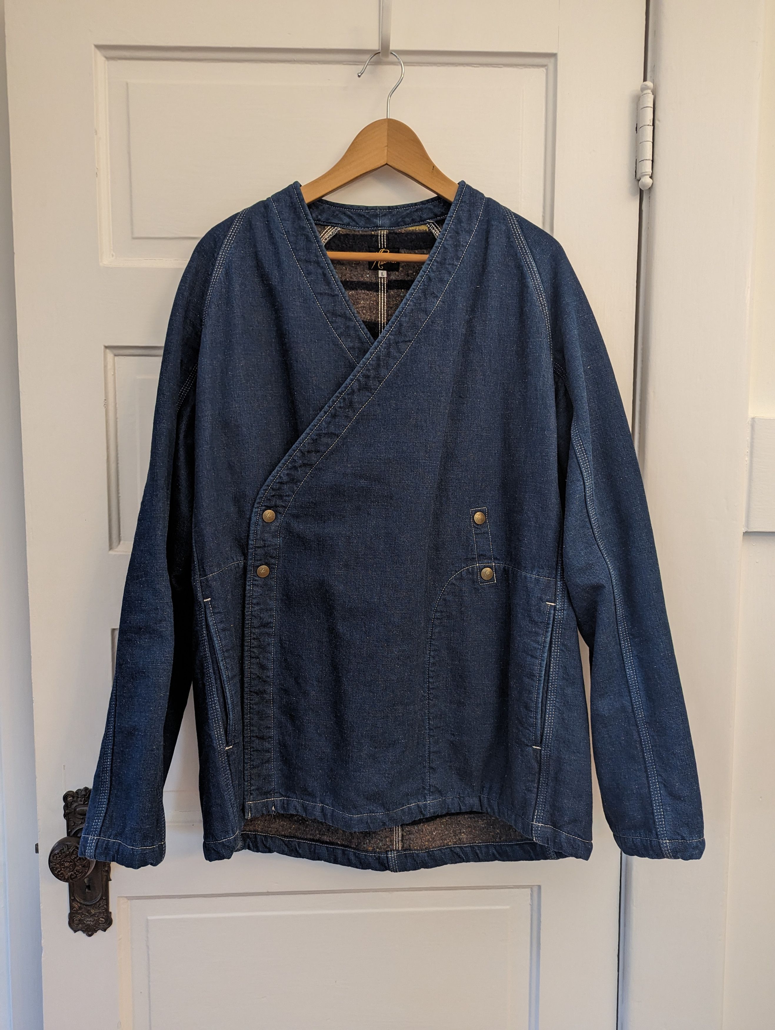 Needles Denim Blanket Lined Samue Kimono Jacket | Grailed