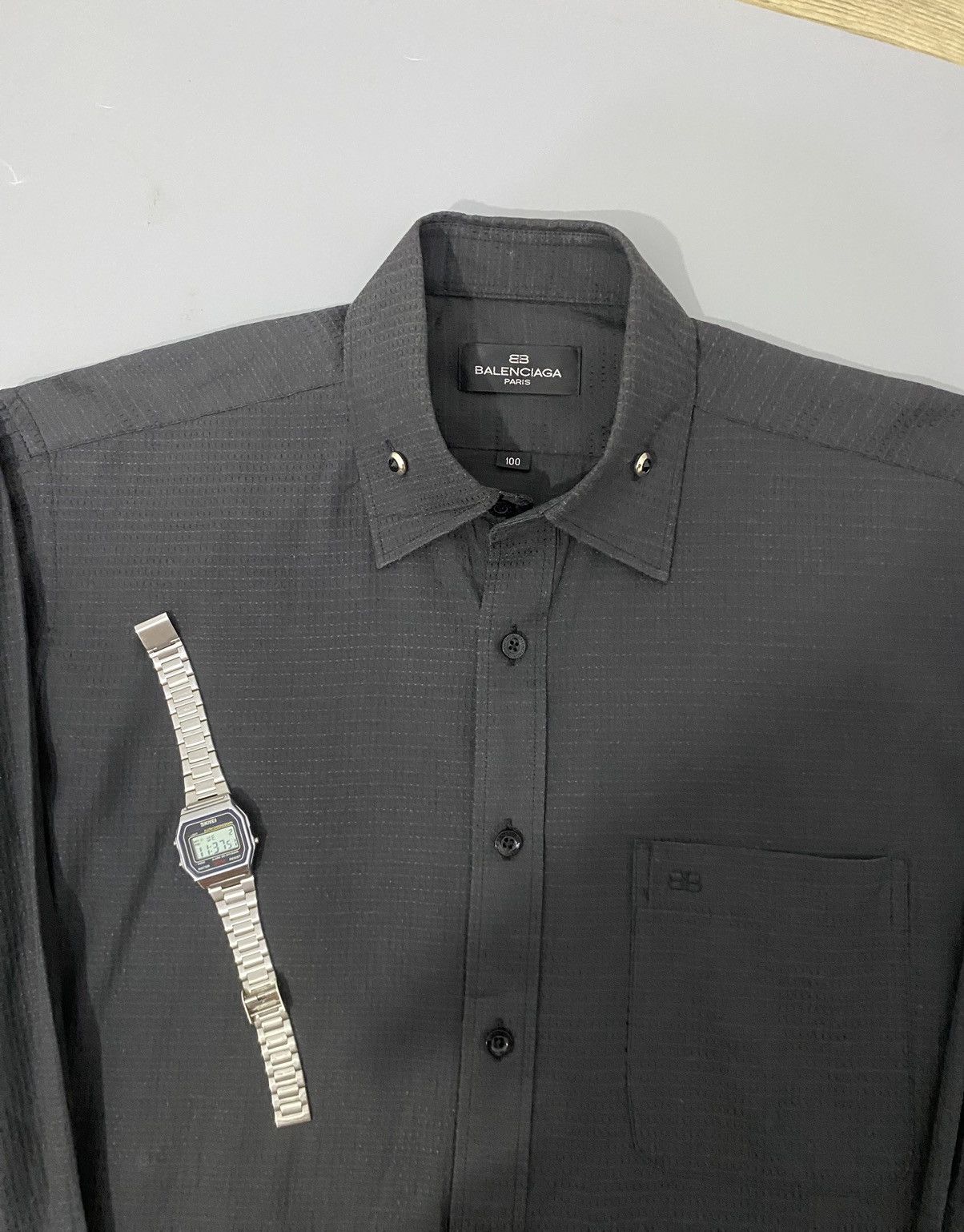 Balenciaga × Vintage 💥All Black💥Balenciaga Shirt Buttons Up Size US L / EU 52-54 / 3 - 5 Thumbnail