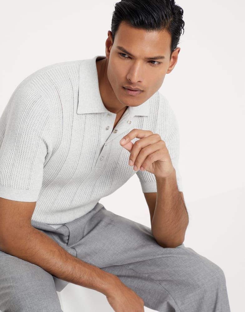 Brunello Cucinelli o1w1db10725 Polo Sweater in Grey Size US XL / EU 56 / 4 - 3 Thumbnail