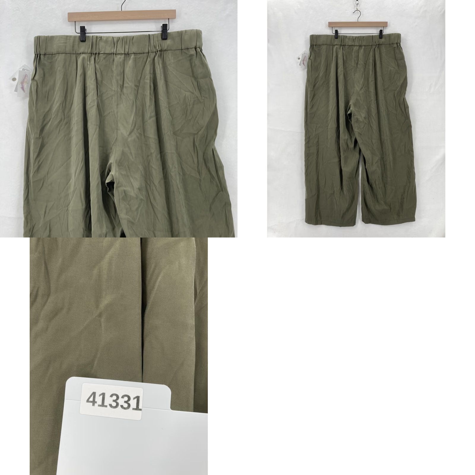 Jessica Simpson Jessica Simpson Pants Womens 22W Olive Melba Pleated Wide-Leg Crop Elastic Waist Pants Size 40" / US 18 - 10 Thumbnail
