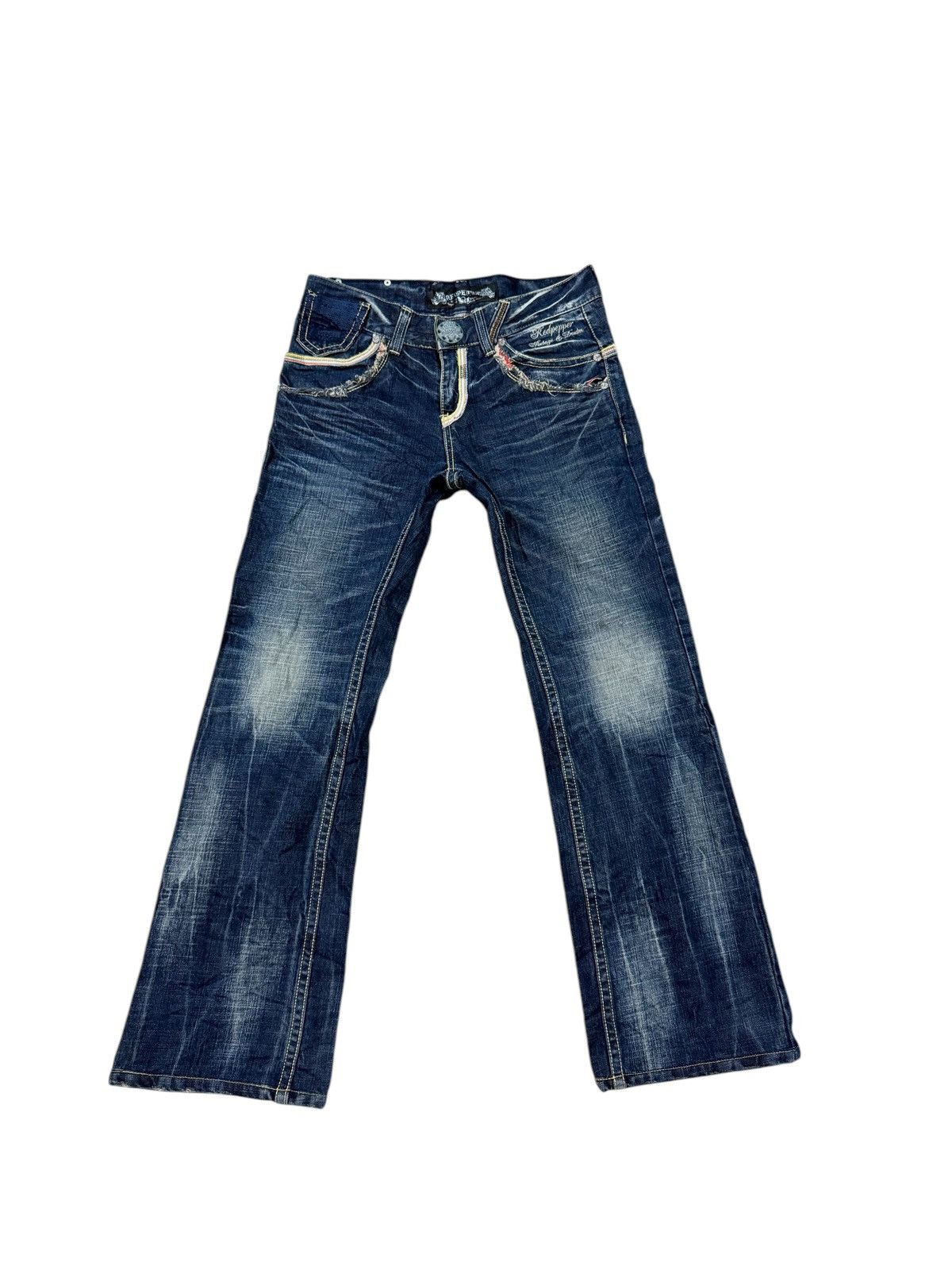 If Six Was Nine RED PEPPER FLARE DENIM JEANS Size US 33 - 1 Thumbnail