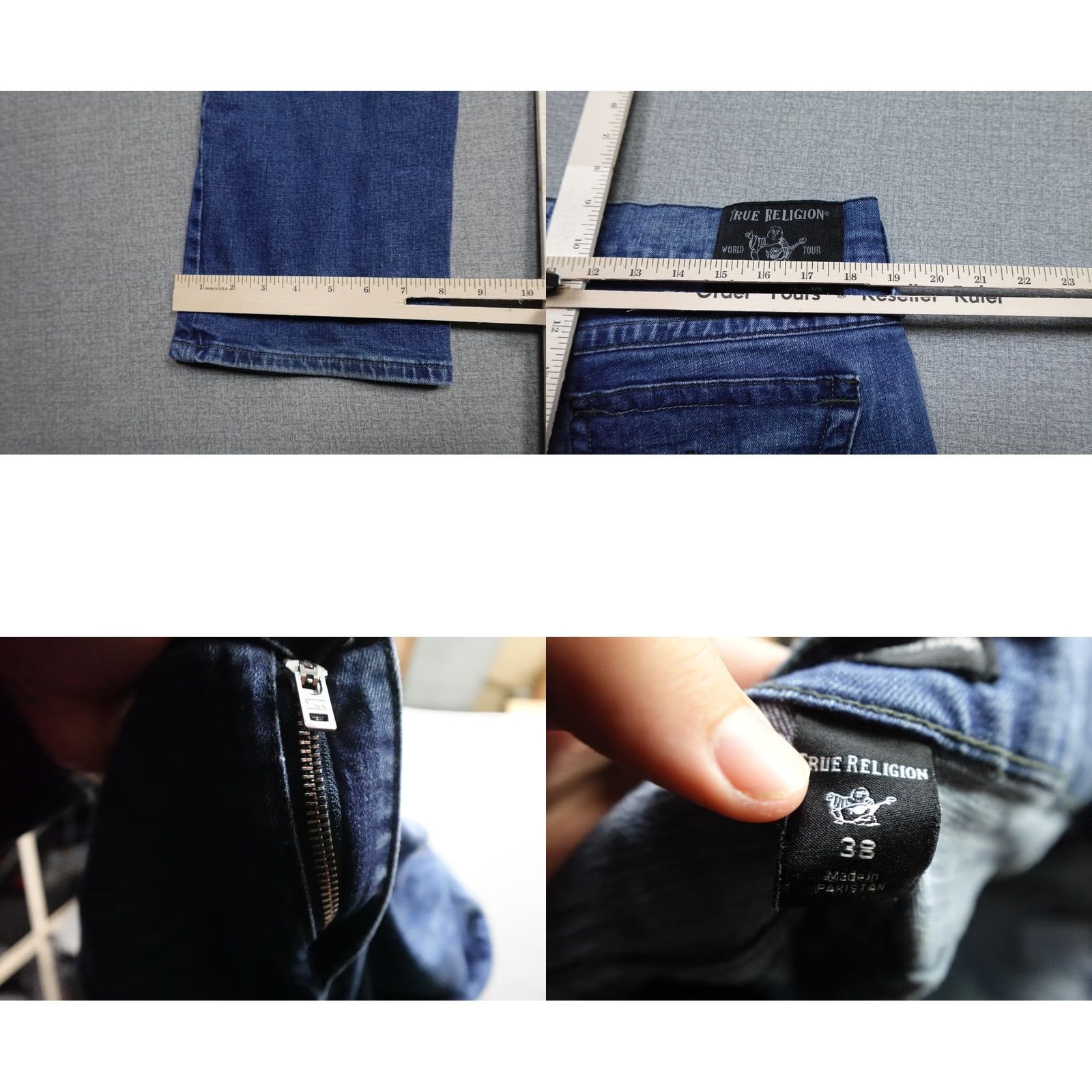 True Religion True Religion Jeans Mens 38x34 Blue Ricky Relaxed Straight Western Stretch Jeans Size US 38 / EU 54 - 8 Thumbnail