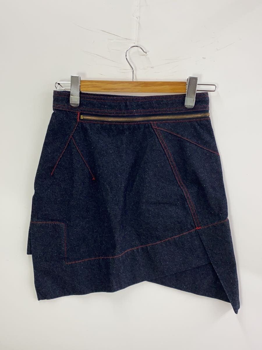 Vivienne Westwood Zip Embroidered Orb Asymmetrical Denim Skirt Size 26" / US 2 / IT 38 - 2 Thumbnail