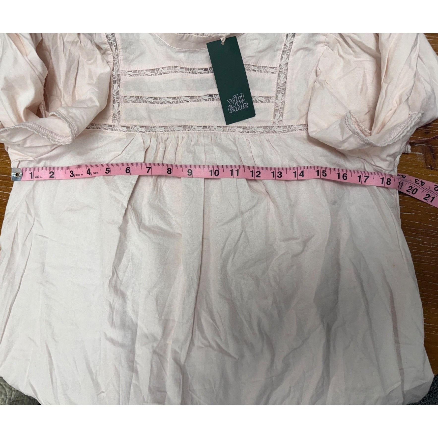 Other Wild Fable Dusty Pink Lace Detail Ruffle Long Sleeve Mini Dr Size M / US 6-8 / IT 42-44 - 12 Thumbnail