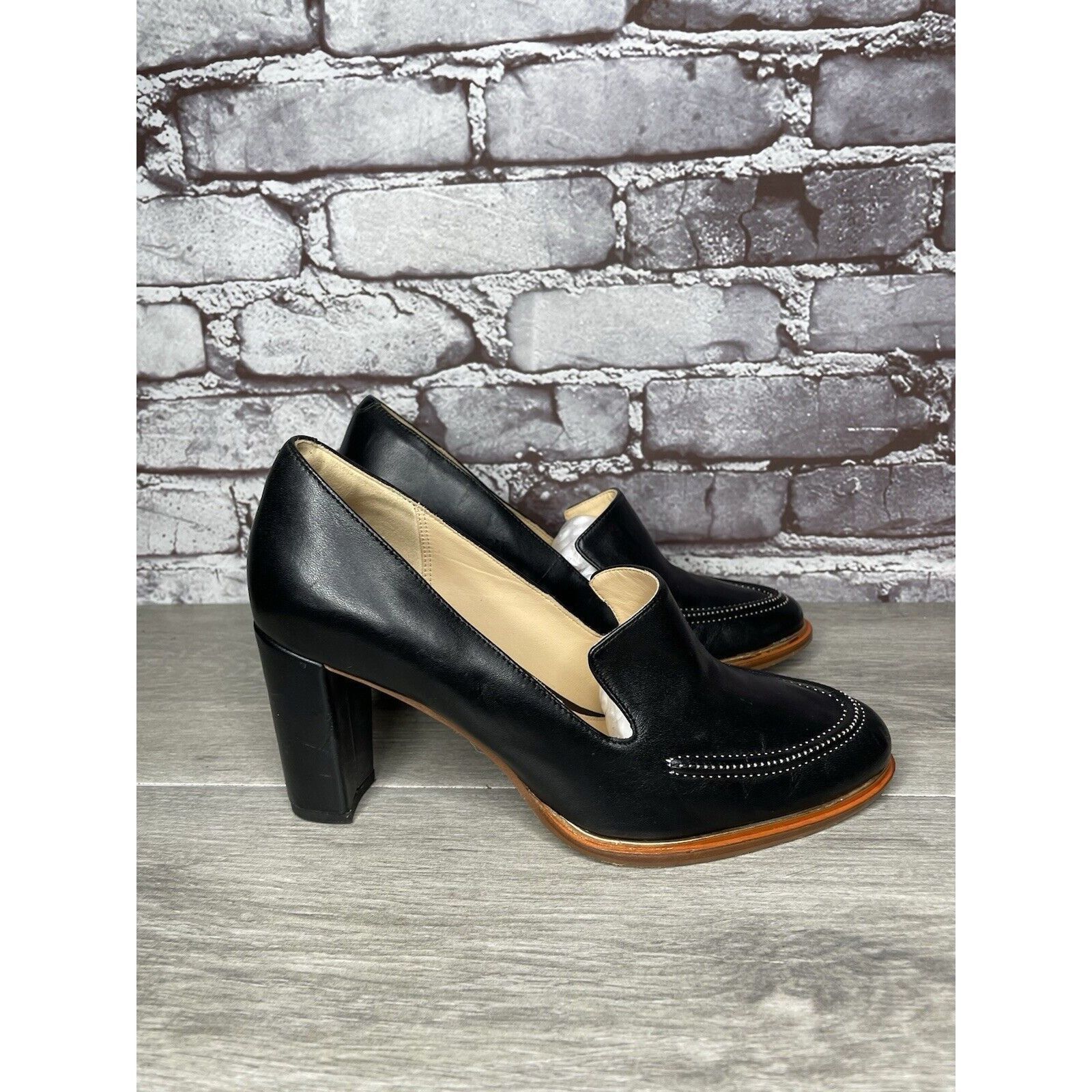 Clarks Clarks Plus Cushion Black Leather Almond High Heeled Shoes W Size US 7.5 / IT 37.5 - 3 Thumbnail