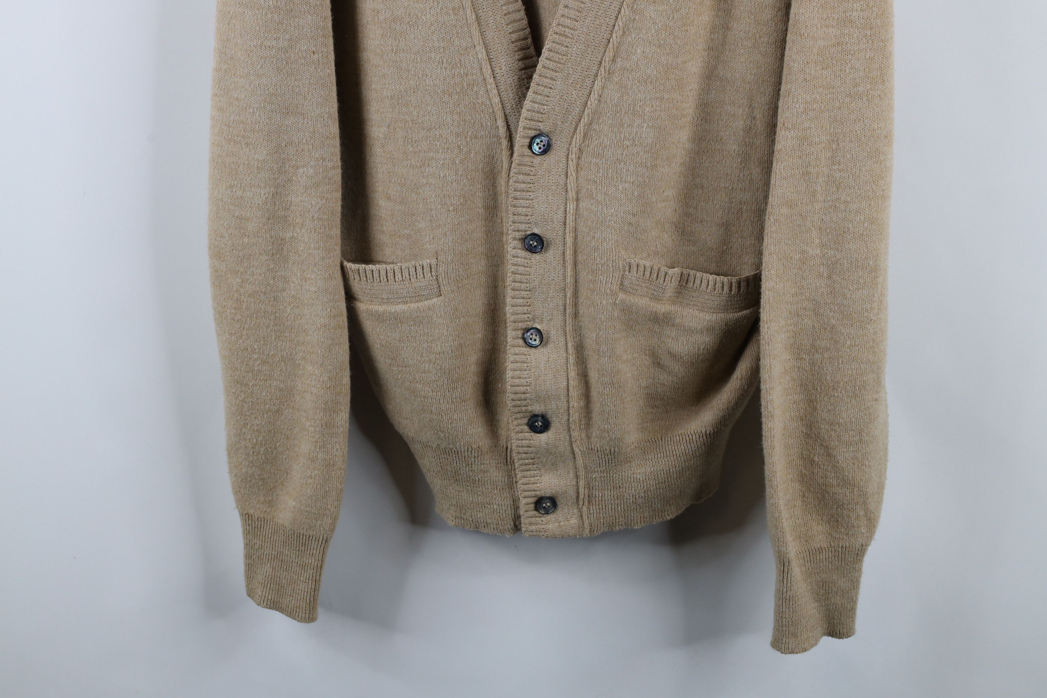 Vintage Vintage 90s Streetwear Cardigan Sweater Beige USA Acrylic Size US L / EU 52-54 / 3 - 3 Thumbnail