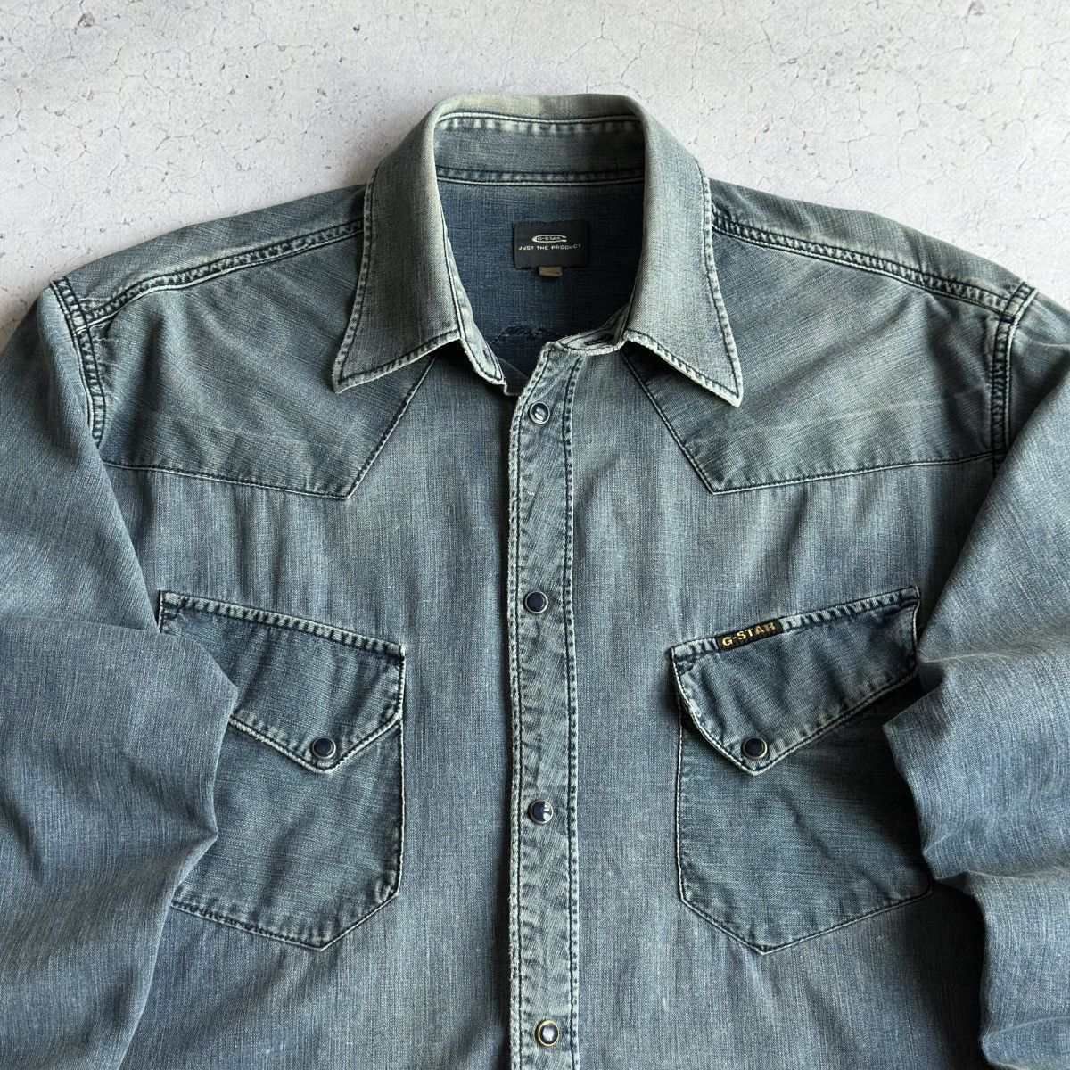 G-Star Vintage G-Star Raw Denim Big Logo Western Snap Button Shirt Size US XL / EU 56 / 4 - 7 Thumbnail