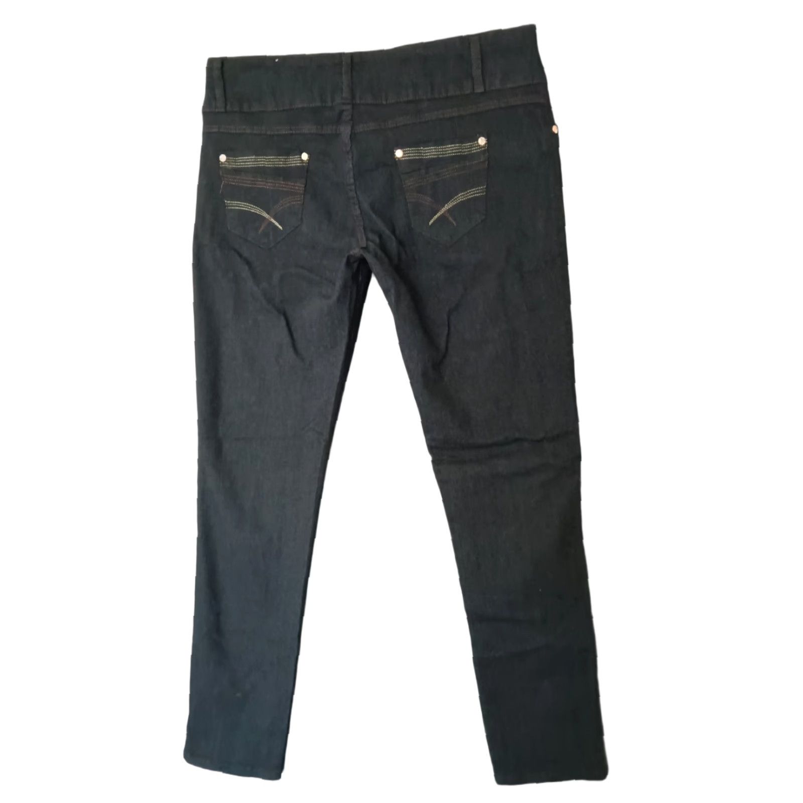 Vintage Unbranded Jeans 3 Button Closure Black Skinny Women's 19/20 Denim Jeans Black 30 Inseam 5-Pocket Slim Mid Rise 90s Theme Adult Women Size 40" / US 18 - 1 Thumbnail