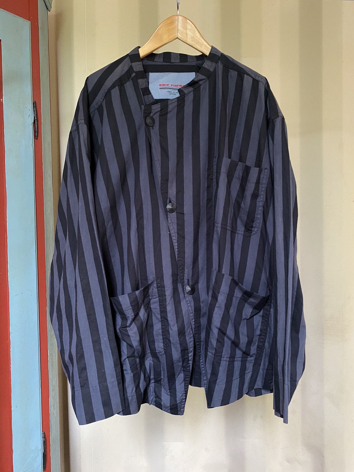 Designer × Japanese Brand KRO' FOFRO Stripes Mandarin Collar shirt Size US XL / EU 56 / 4 - 11 Thumbnail