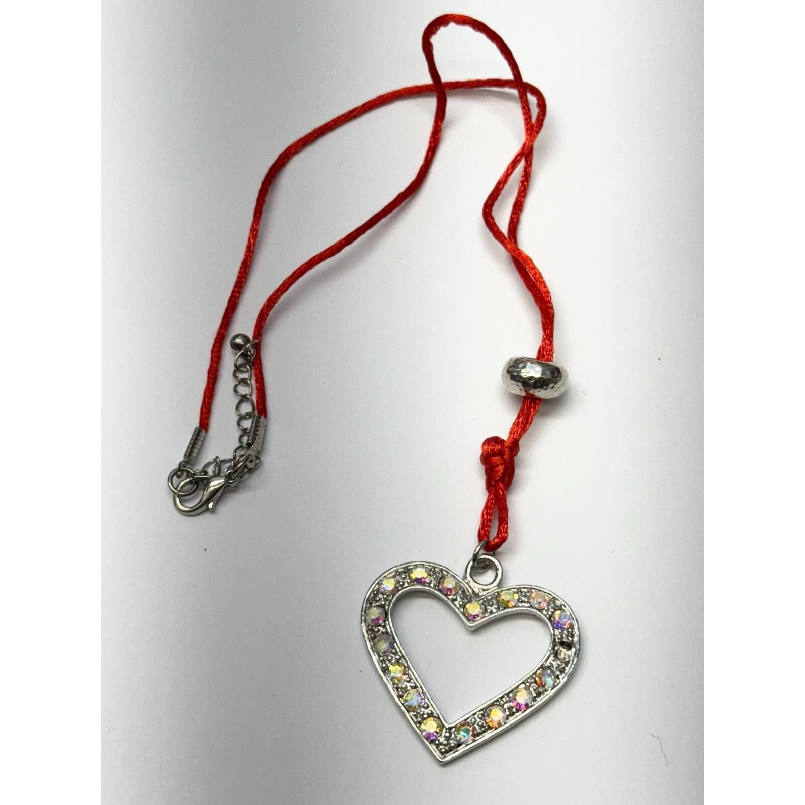 Vintage Fabric rhinestone heart rhinestone pendant necklace Size ONE SIZE - 3 Thumbnail