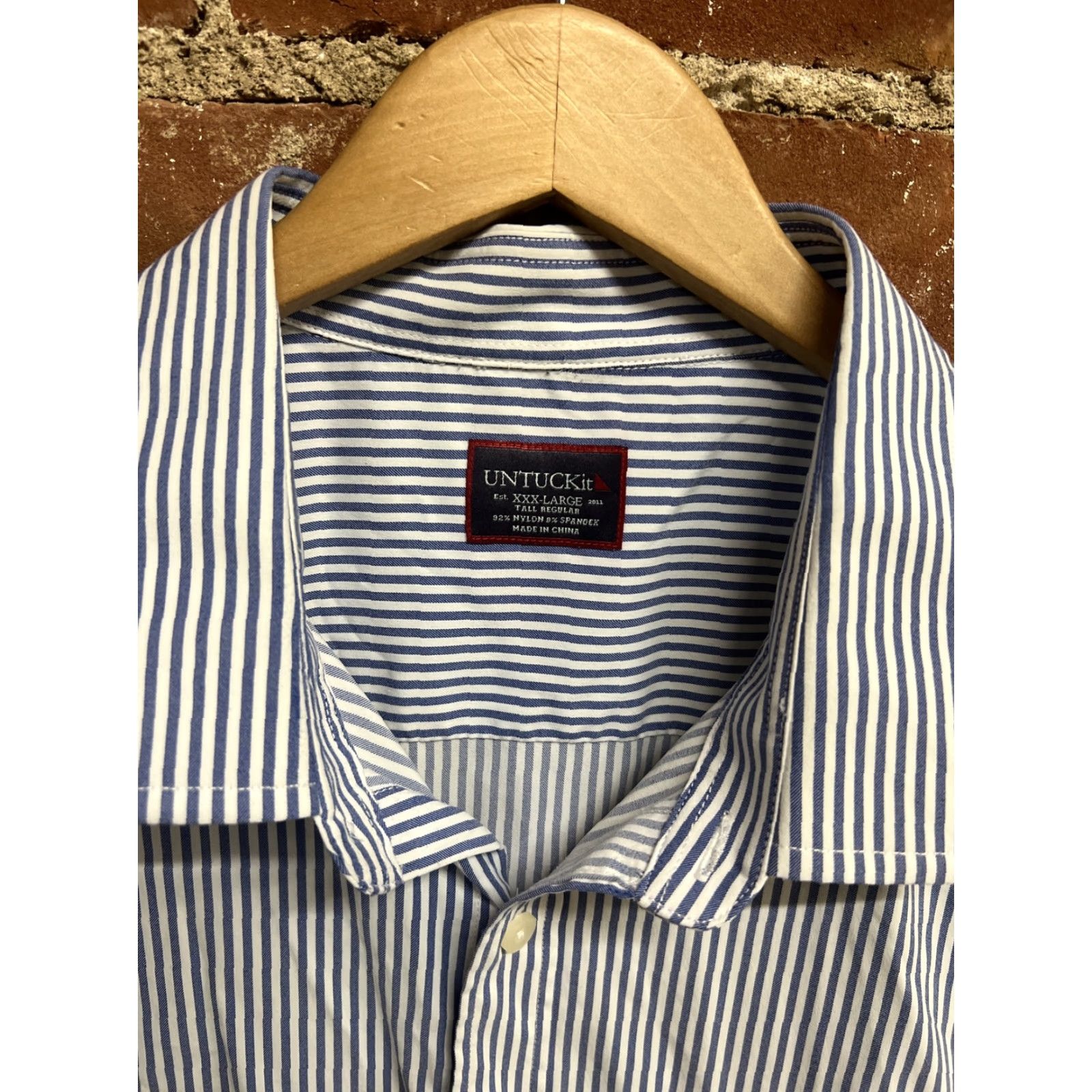 UNTUCKit UNTUCKit Button-Up Long Sleeve 3XL Blue Striped Shirt Mens Regular Cotton Size US XXL / EU 58 / 5 - 2 Thumbnail