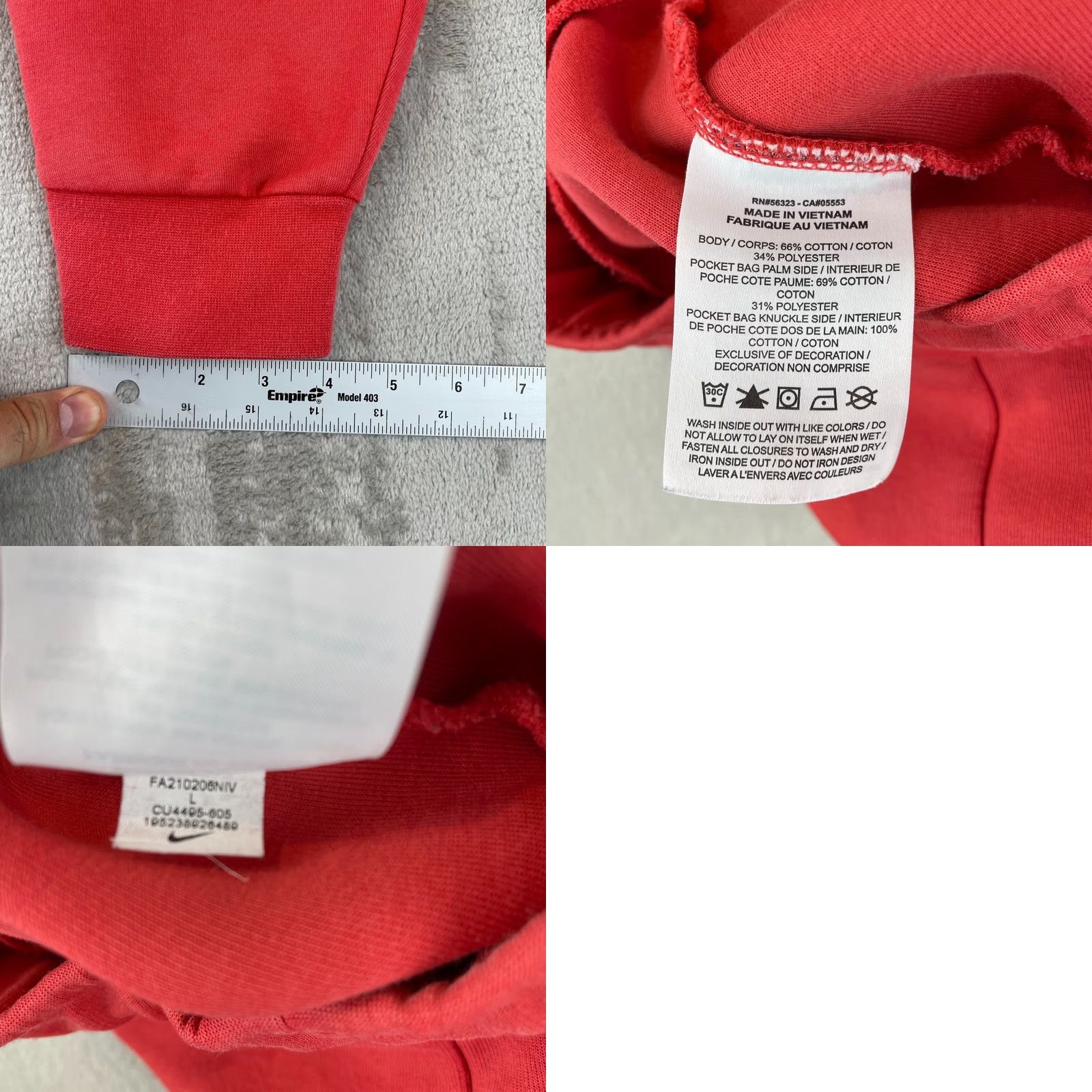 Nike Nike Tech Fleece Joggers Men L Coral Pockets Tapered Leg Activewear Casual Size US 33 - 9 Thumbnail