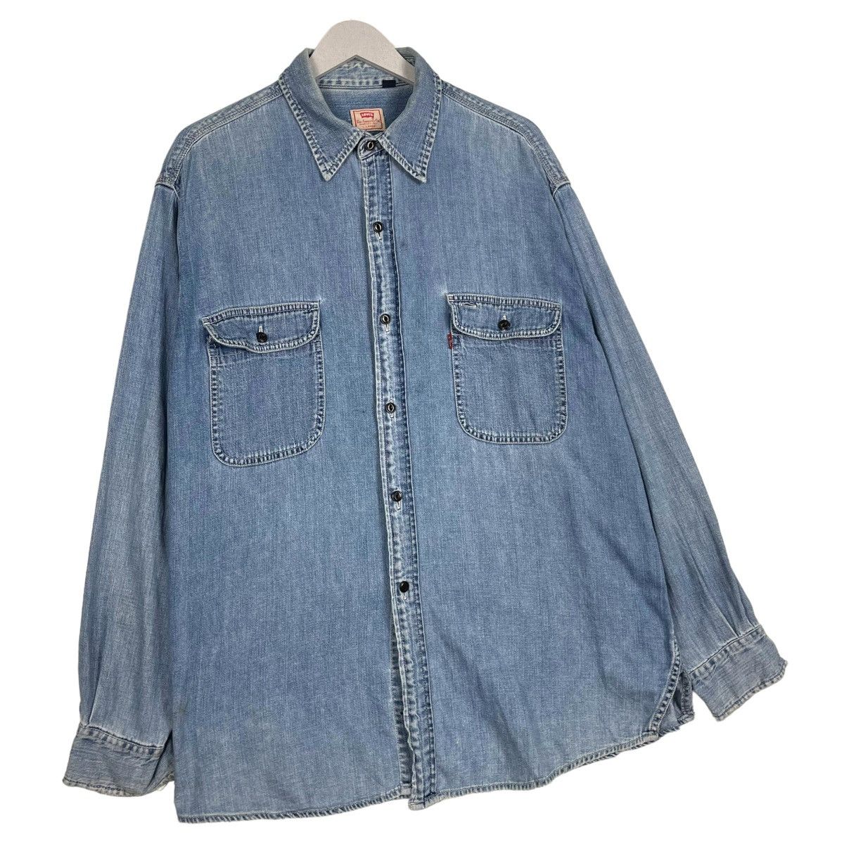 Levi's Vintage Clothing × The Workers Club 💥90s LEVIS WORKER CHAMBRAY DENIM BUTTON SHIRT Size US L / EU 52-54 / 3 - 3 Thumbnail