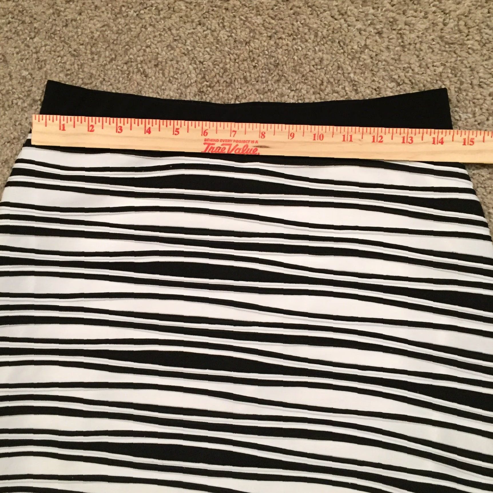 Vintage NY Collection Skirt Small White Black Striped Pull On Lined Pencil Size 28" / US 6 / IT 42 - 3 Thumbnail
