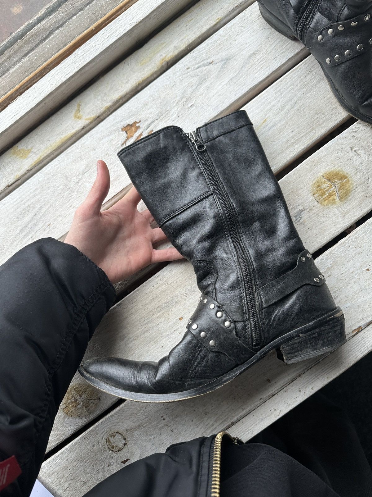 Harley Davidson 🚨RARE HARLEY DAVIDSON BLACK BOOTS METAL WITH LOGO IF6WAS9 Size US 9 / IT 39 - 5 Thumbnail