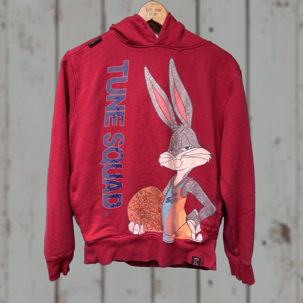 Vintage DE KRYPTIC Space Jam Tune Squad Hoodie Sweatshirt Bunny Dark Spots L Red Cotton Pullover Mens Hoodie Size US L / EU 52-54 / 3 - 1 Thumbnail
