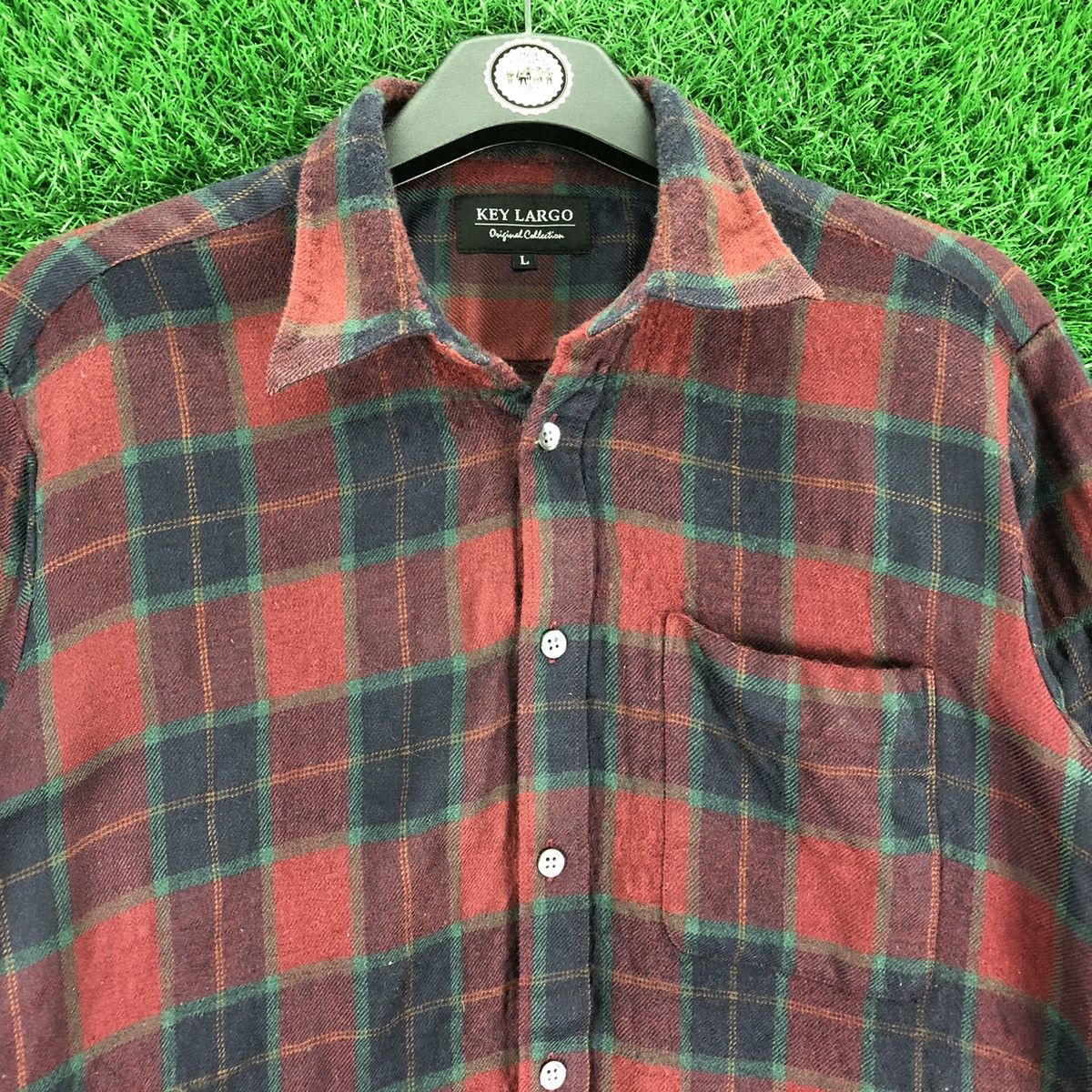 Japanese Brand Vintage 80'a Wool Flannel Checkered by Key Largo Size US S / EU 44-46 / 1 - 7 Thumbnail