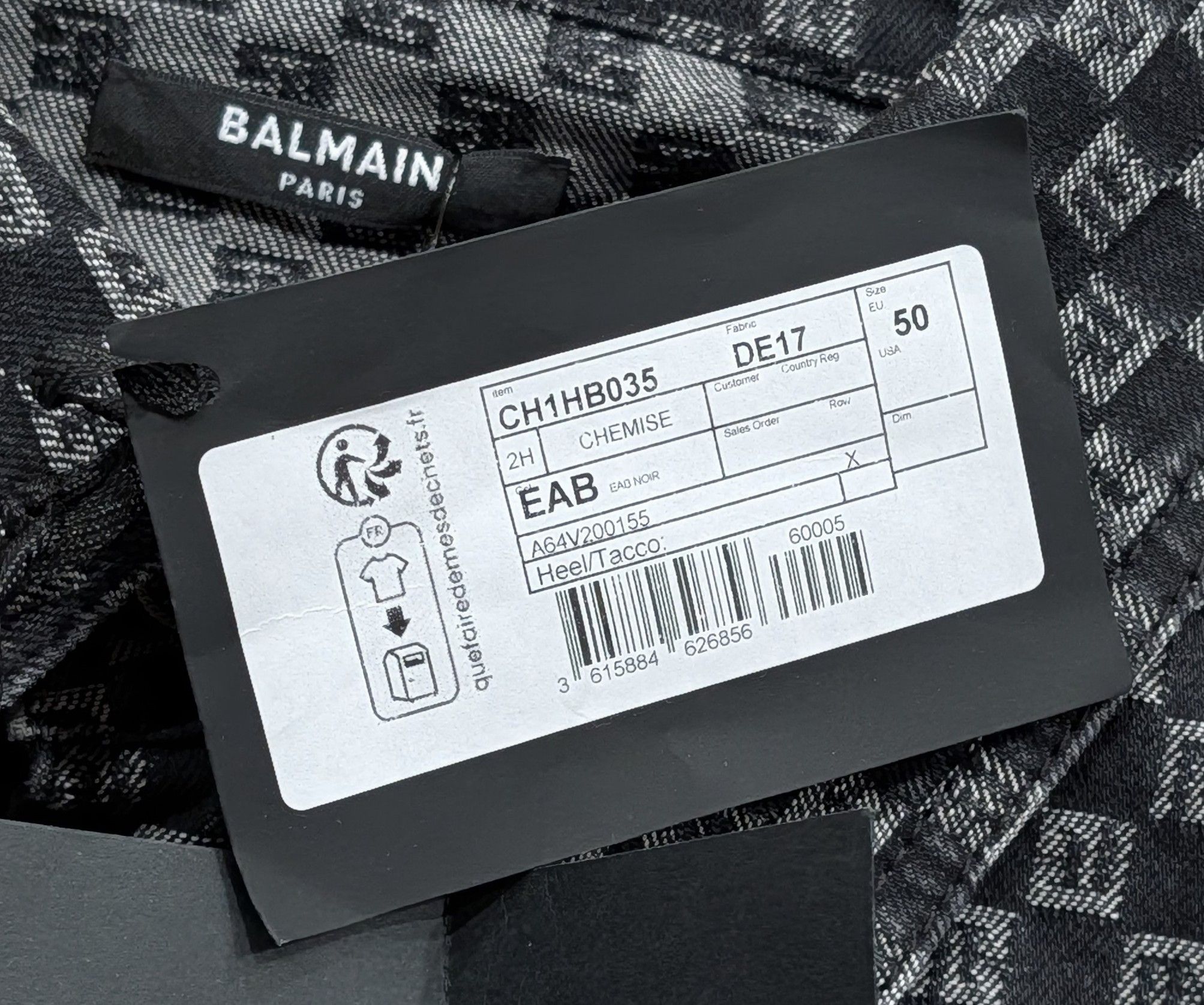 Balmain BALMAIN Monogram Denim SS Button Up Shirt Black/White 50 Size US M / EU 48-50 / 2 - 7 Thumbnail