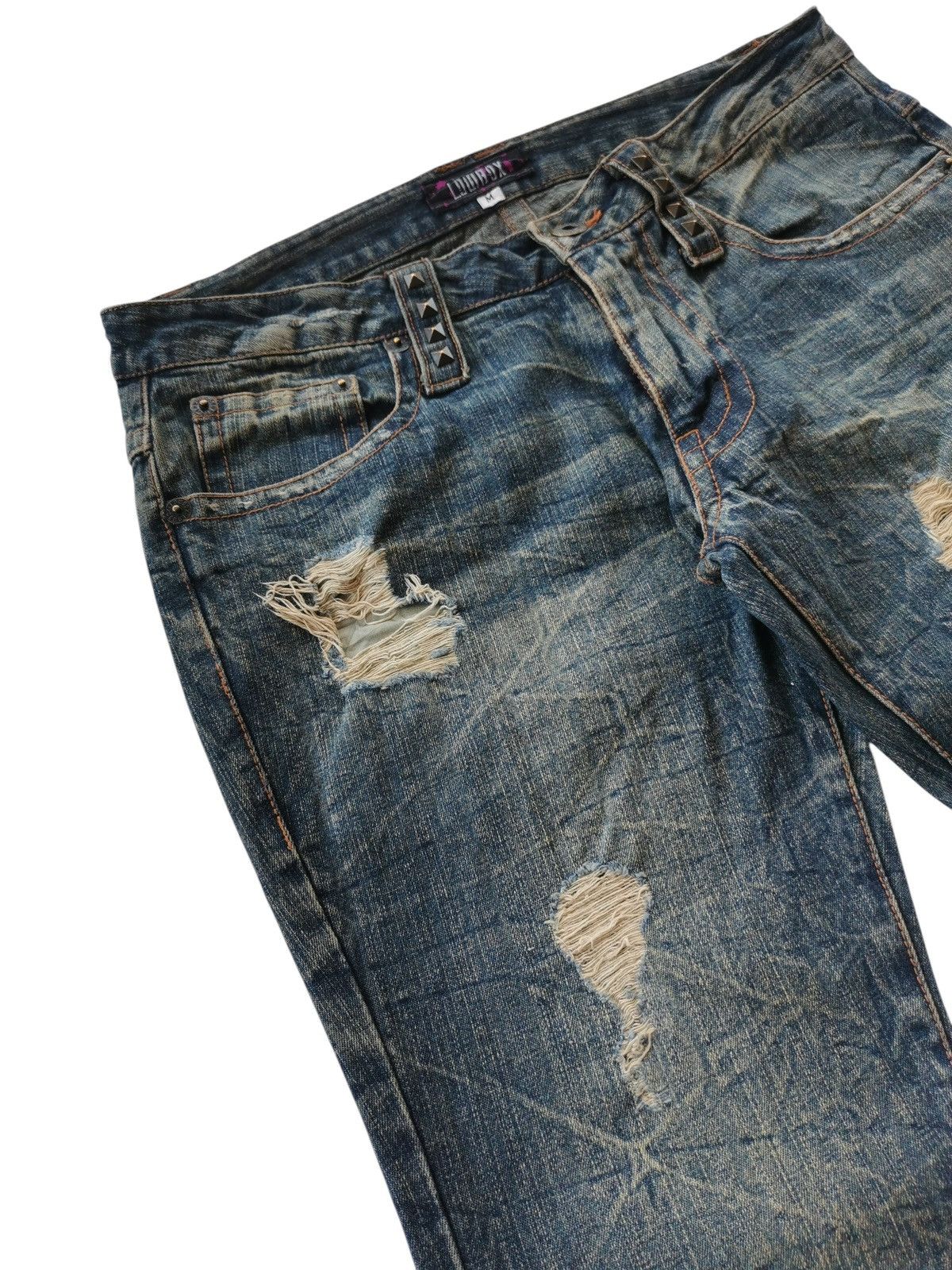 LOWBOX Archival Japanese Punk Studded Flare Jeans Lowbox Size US 31 - 11 Thumbnail