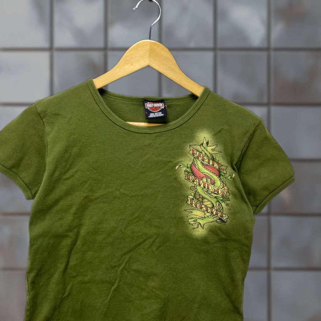 Harley Davidson VINTAGE Harley-Davidson T-Shirt Womens Large Y2K Slim Tight Fit Size L / US 10 / IT 46 - 1 Thumbnail