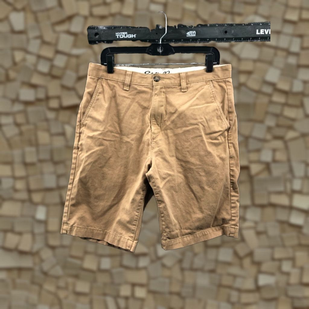 Eddie Bauer Eddie Bauer Chino Shorts Mens 33 Mid Beige Medium Wash Regular 5-Pocket Logo Pockets Knit Cotton Blend Flat Front Belt Loops Inseam 10in Casual Mens Size US 33 - 1 Thumbnail