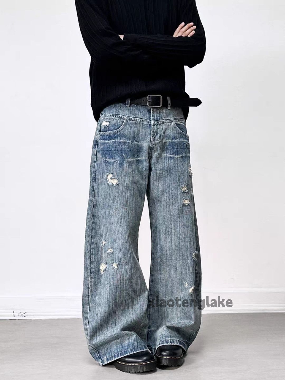 Jean Custom washed faded punk grunge hiphop baggy jeans Size US 30 / EU 46 - 4 Thumbnail