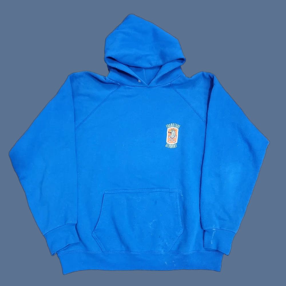 Vintage VINTAGE Artex Hoodie Mens L Blue Frankfurt Germany Graphic Pullover 80s USA Size US L / EU 52-54 / 3 - 1 Thumbnail