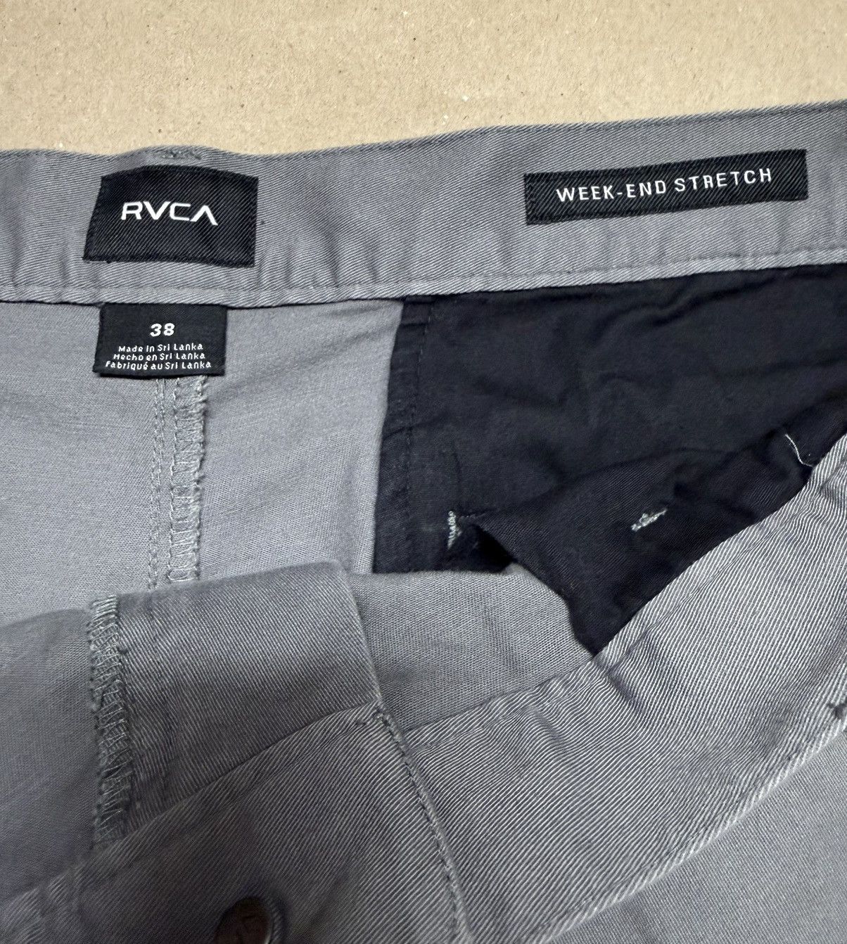 RVCA RVCA Shorts Mens 38 Grey Weekend Stretch Chino Pocket Casual Size US 38 / EU 54 - 3 Thumbnail