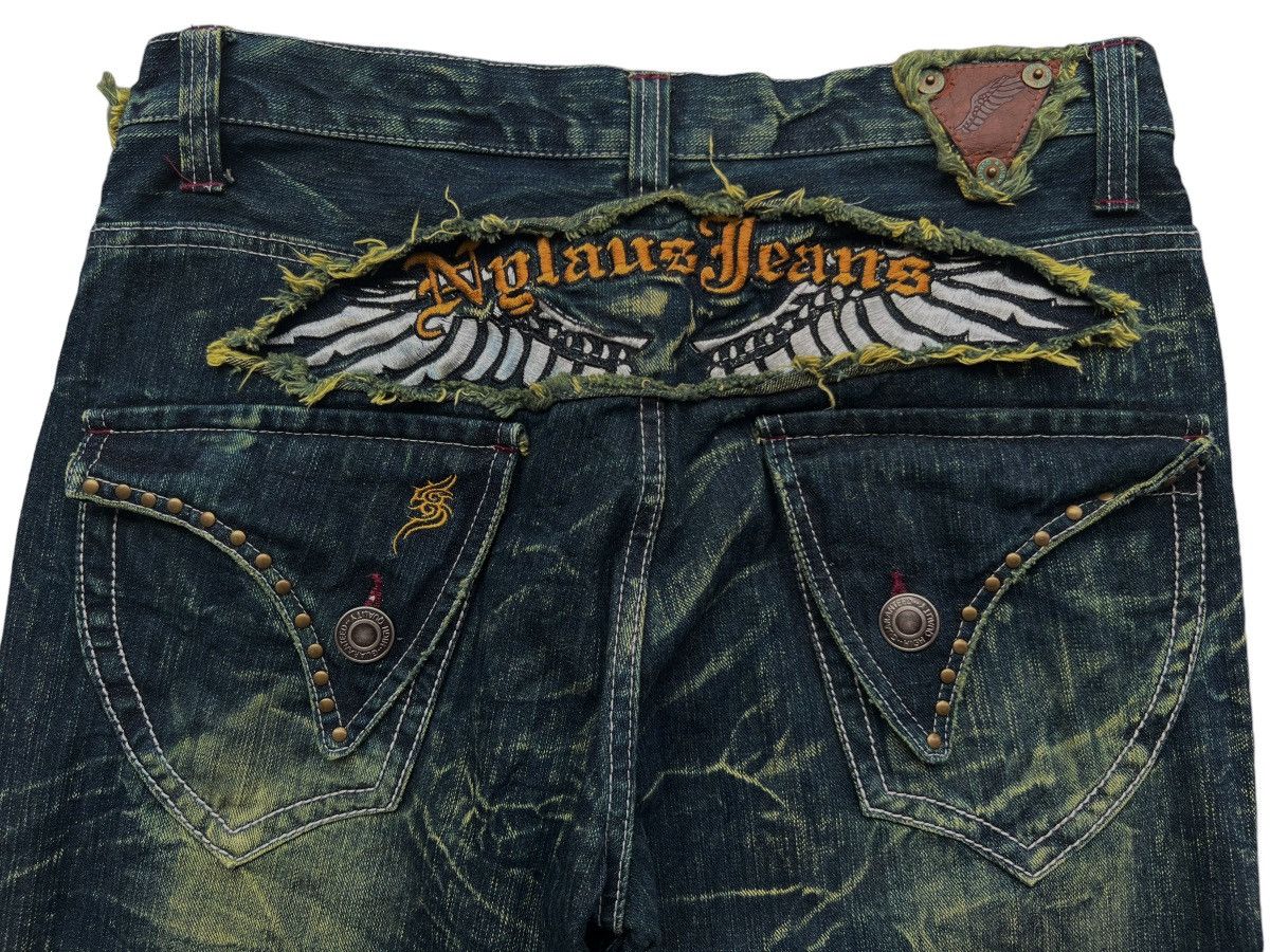 Other 🔥 Rare Nylaus Premium Wings Punk Denim Faded Jeans 33x28 Size US 33 - 7 Thumbnail
