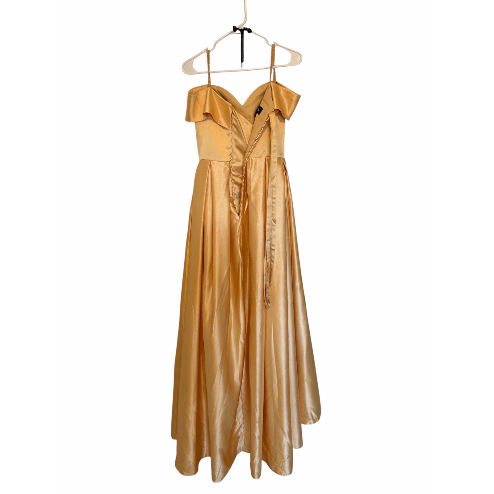 Other Gold Wedding Guest Off The Shoulder A-Line Slit Formal Dress Size L / US 10 / IT 46 - 5 Thumbnail