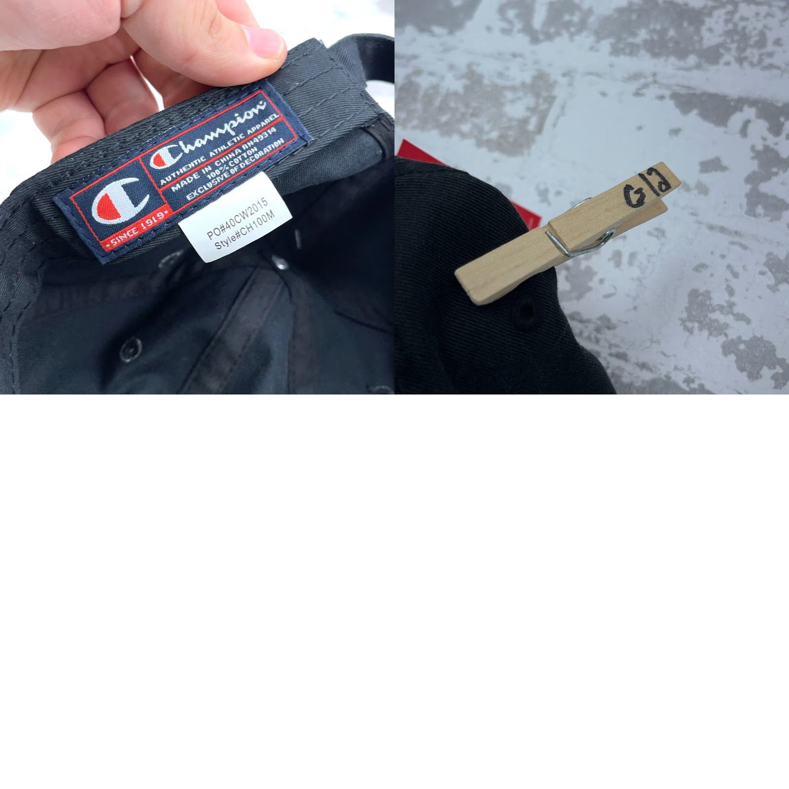 Champion Champion Hat Cap Strap Back Black White Spell Out Logo Gym Dad Baseball Adjust Size ONE SIZE - 8 Thumbnail