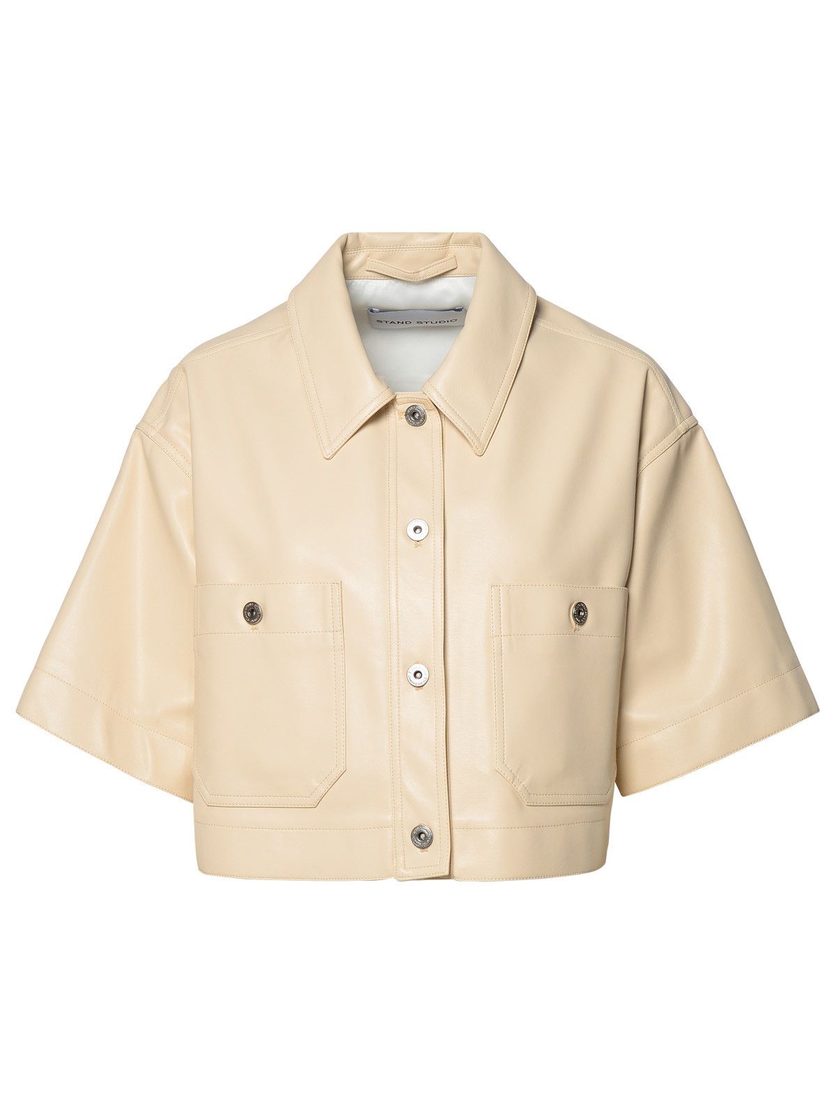image of Stand Studio Ivory Polyurethane Blend Shirt, Women's (Size Medium)