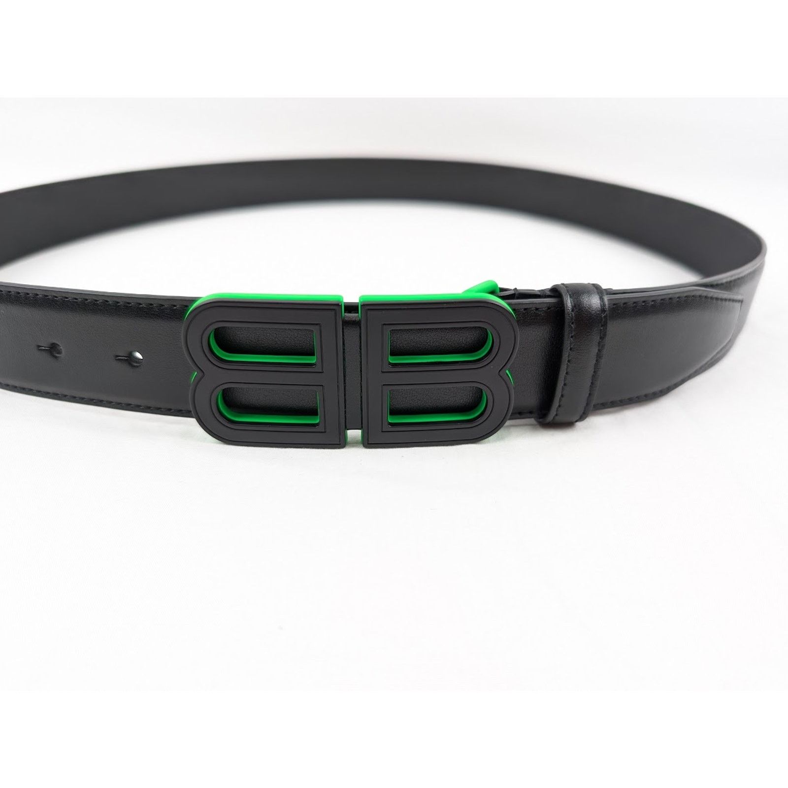 Balenciaga o1rshd1 Q:2 / Size:80 / BB Hourglass Large Belt Black/Green Size 30 - 1 Thumbnail