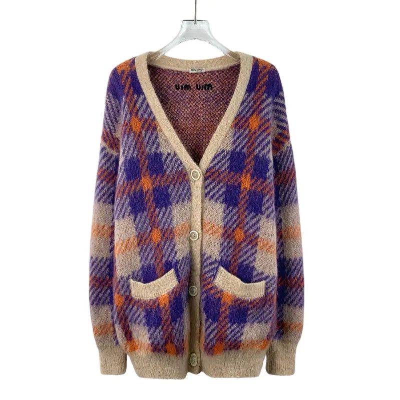 Miu Miu Miu Miu Colorblock Mohair Cardigan for Women 0089 Size XS / US 0-2 / IT 36-38 - 1 Thumbnail