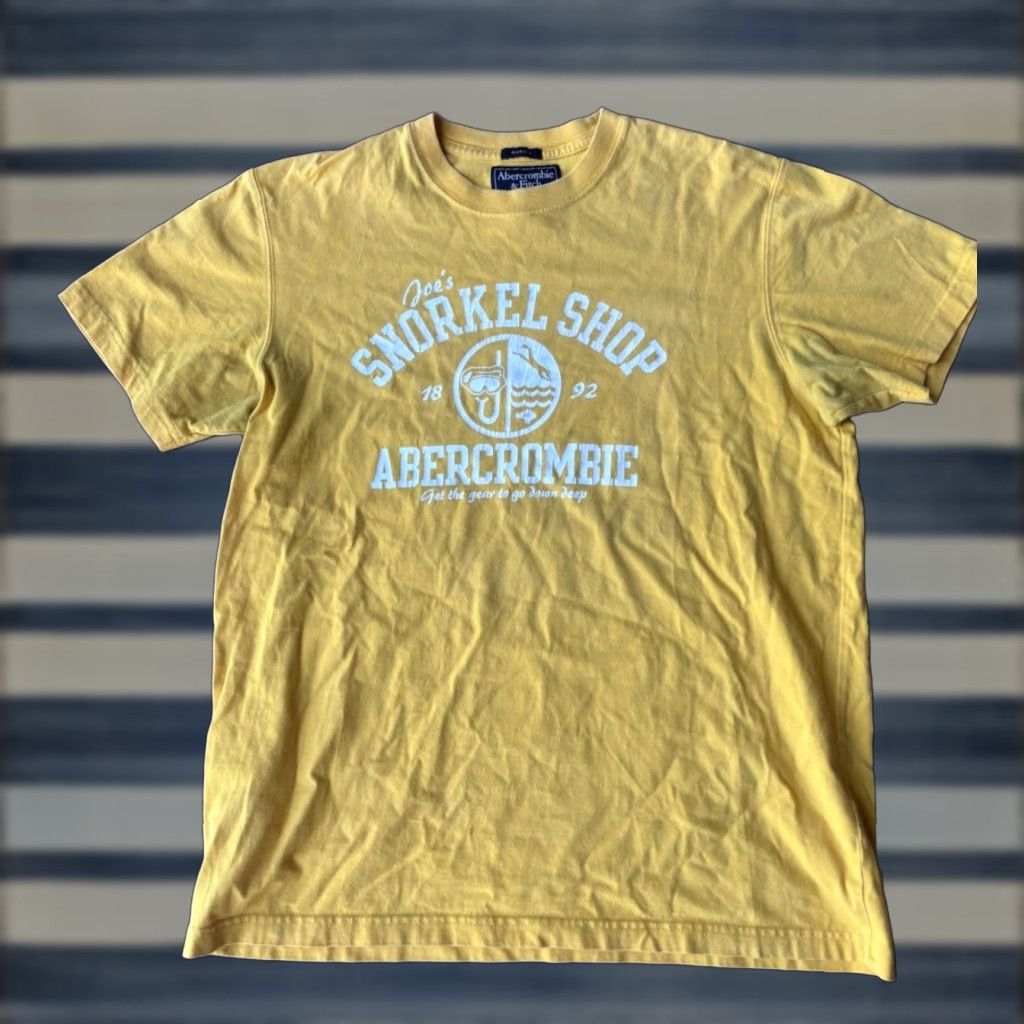 Abercrombie & Fitch VINTAGE Abercrombie & Fitch Muscle T-Shirt Mens Large Yellow Crew Neck Short Sleeve Logo Embroidered Swim Squad Y2K Outdoor Preppy Size US L / EU 52-54 / 3 - 1 Thumbnail