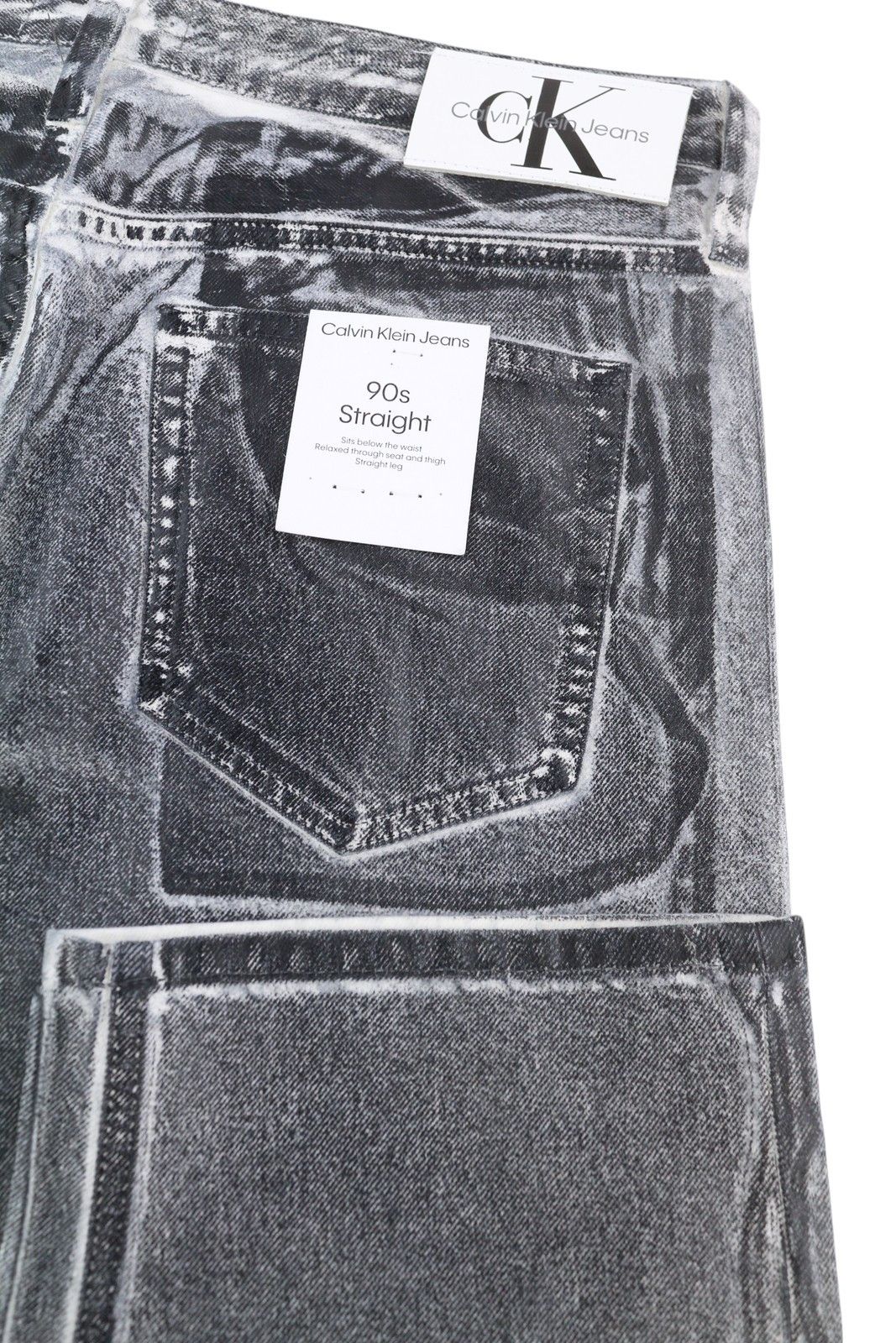 Calvin Klein 90'S STRAIGHT W34 Grey Washed Zip Coated Jeans 85109 Size US 34 / EU 50 - 6 Thumbnail