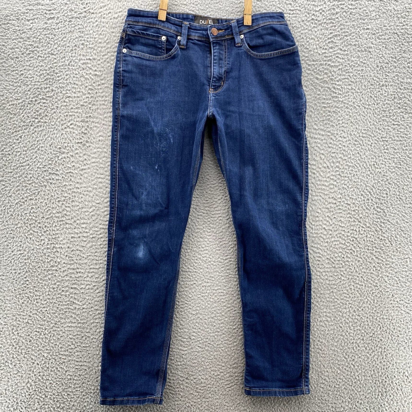 Denime Du/er Jeans Mens 32x28 L2X Relaxed Taper Dark Wash Denim Stretch Size US 32 / EU 48 - 2 Thumbnail
