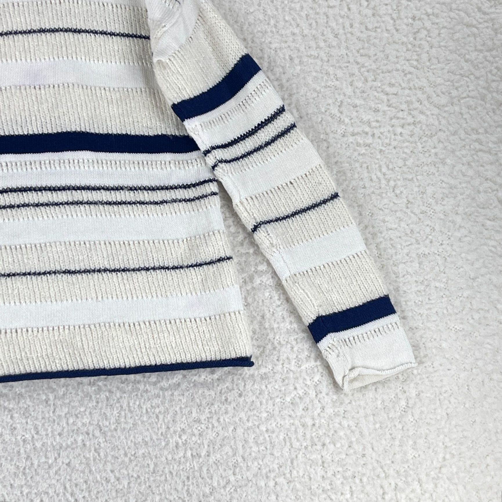 Lou & Grey Lou & Grey Sweater Womens XS Ivory Blue Striped Long Sleeve Knit Pullover Size XS / US 0-2 / IT 36-38 - 4 Thumbnail