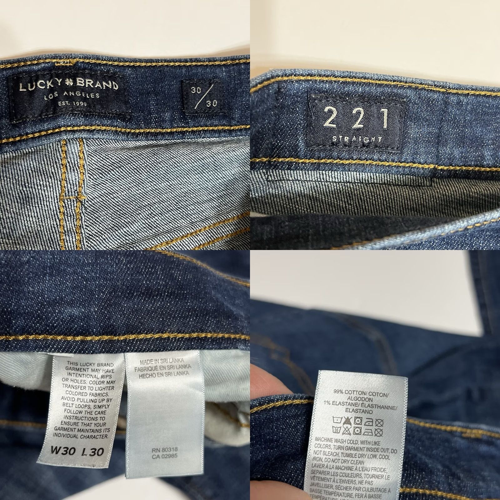 Lucky Brand Lucky Brand Jeans Mens 30x30 Blue Denim 221 Straight Dark Wash 5-Pocket Regular Rise Mid-Waist Vintage No N/A Size US 30 / EU 46 - 8 Thumbnail