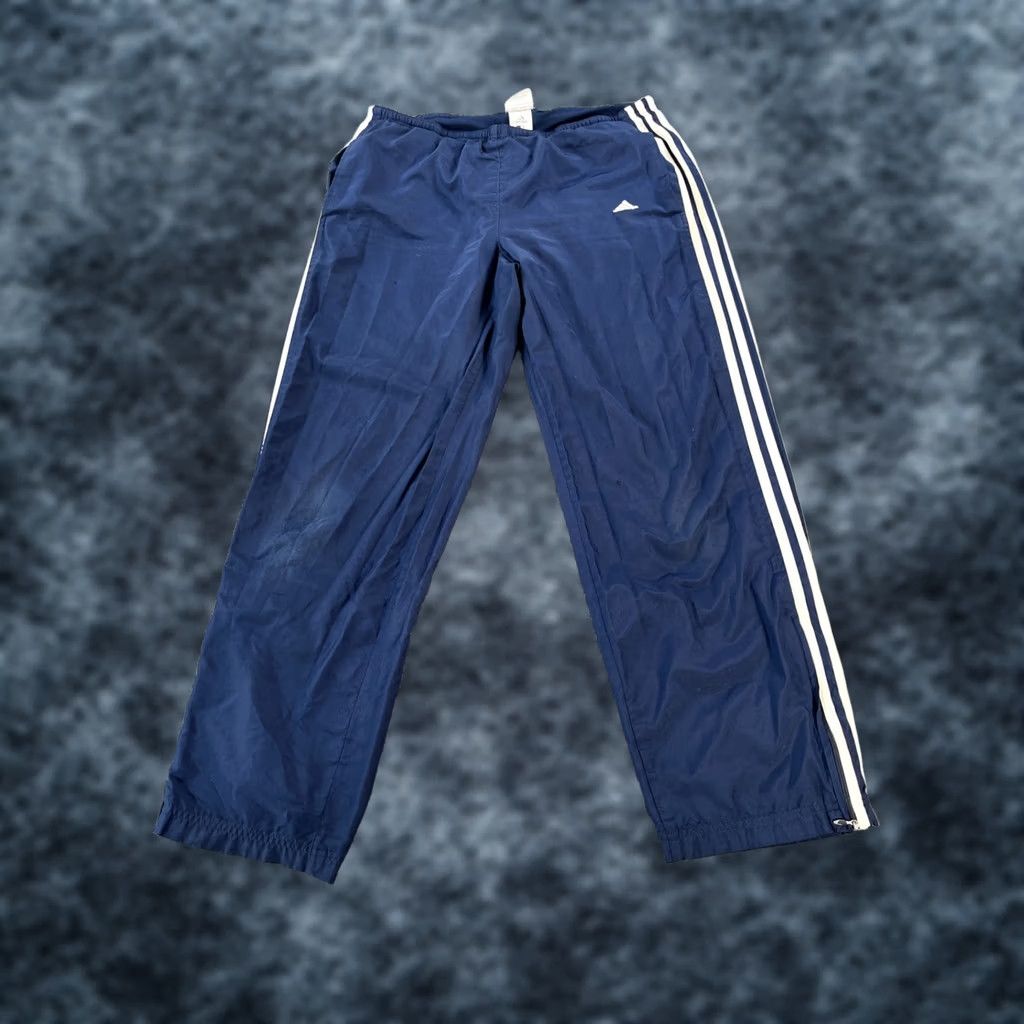 Adidas VINTAGE adidas Track Pants Mens L Blue 00s Distressed Baggy Pockets 70s Style Size US 33 - 1 Thumbnail