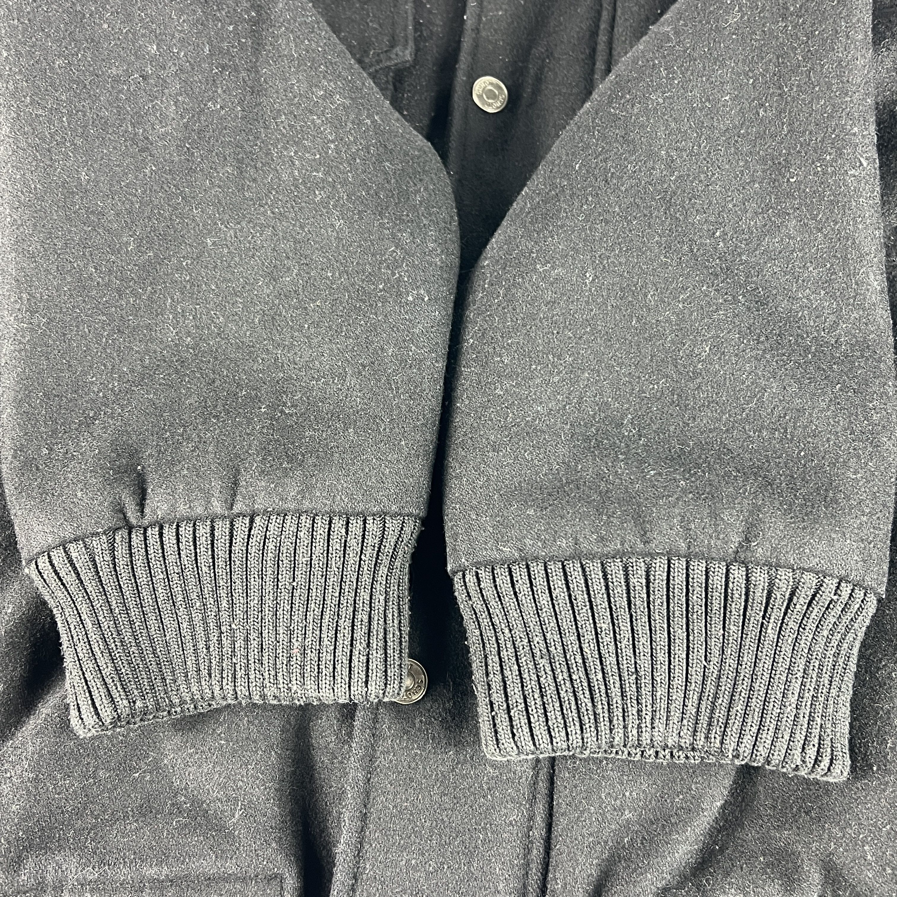 Schott Schott Jacket Black Faded Wool Blend Full Zip Bomber Pockets Size US XL / EU 56 / 4 - 3 Thumbnail