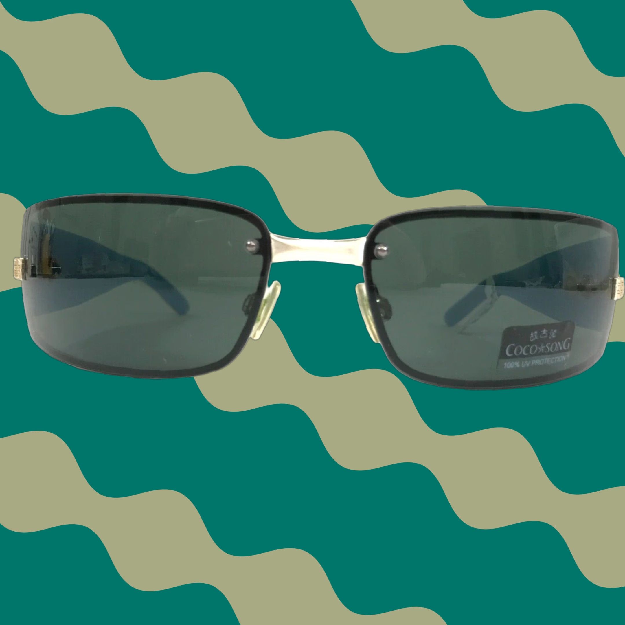 VINTAGE BOUCHERON  GREEN SUNGLASES FROM THE 90S. Vintage Sunglasses – 90s NOS Retro Green-gold Metal Frame  main image 2