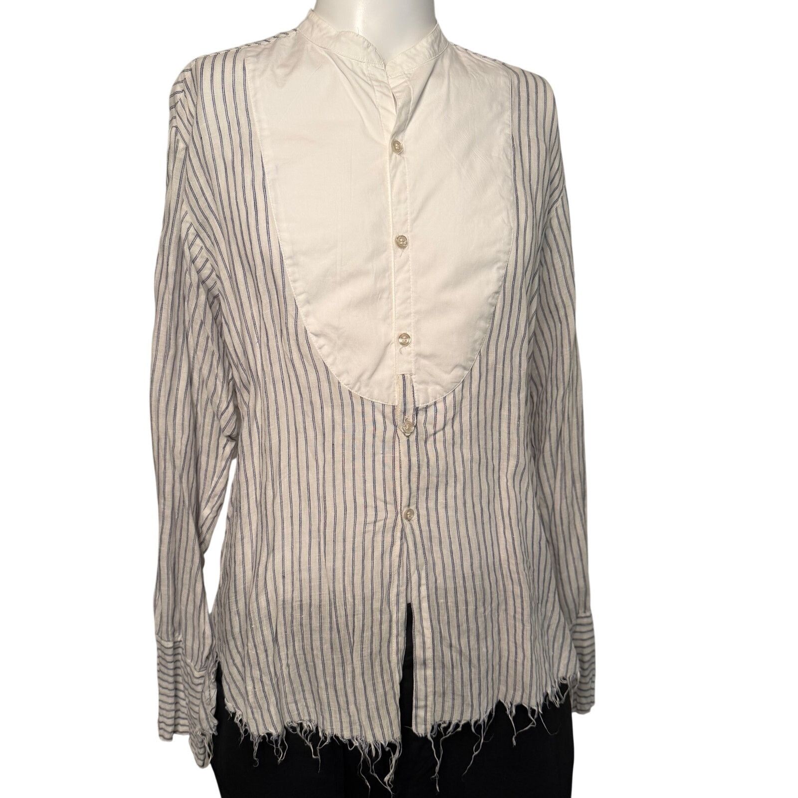 Greg Lauren The Studio Shirt w/ Bib Gatsby Artist 3 Large Linen Cotton Size US L / EU 52-54 / 3 - 3 Thumbnail