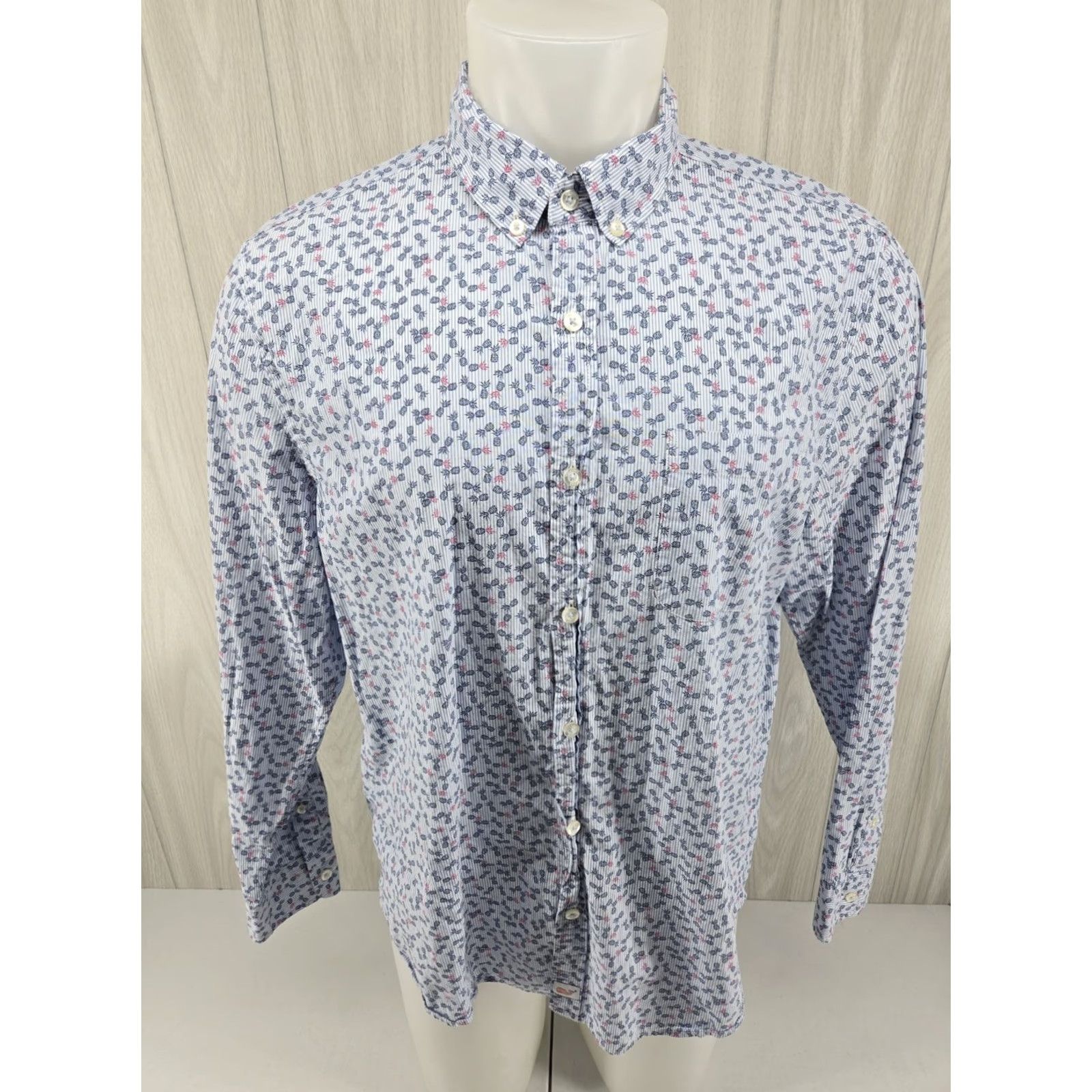 Vineyard Vines Vineyard Vines Murray Shirt Slim Fit Mens LARGE Blue Pineapple Geometric Button-Up Shirt Size US L / EU 52-54 / 3 - 3 Thumbnail